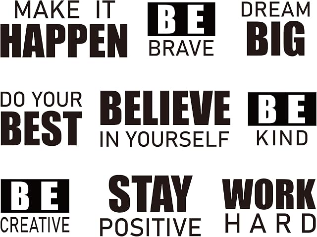 4 Sheets Inspirational Wall Decals Peel and Stick Motivational Phrases Wall Stickers Positive Quotes Stickers for Library Home School Office Wall Art Decorations