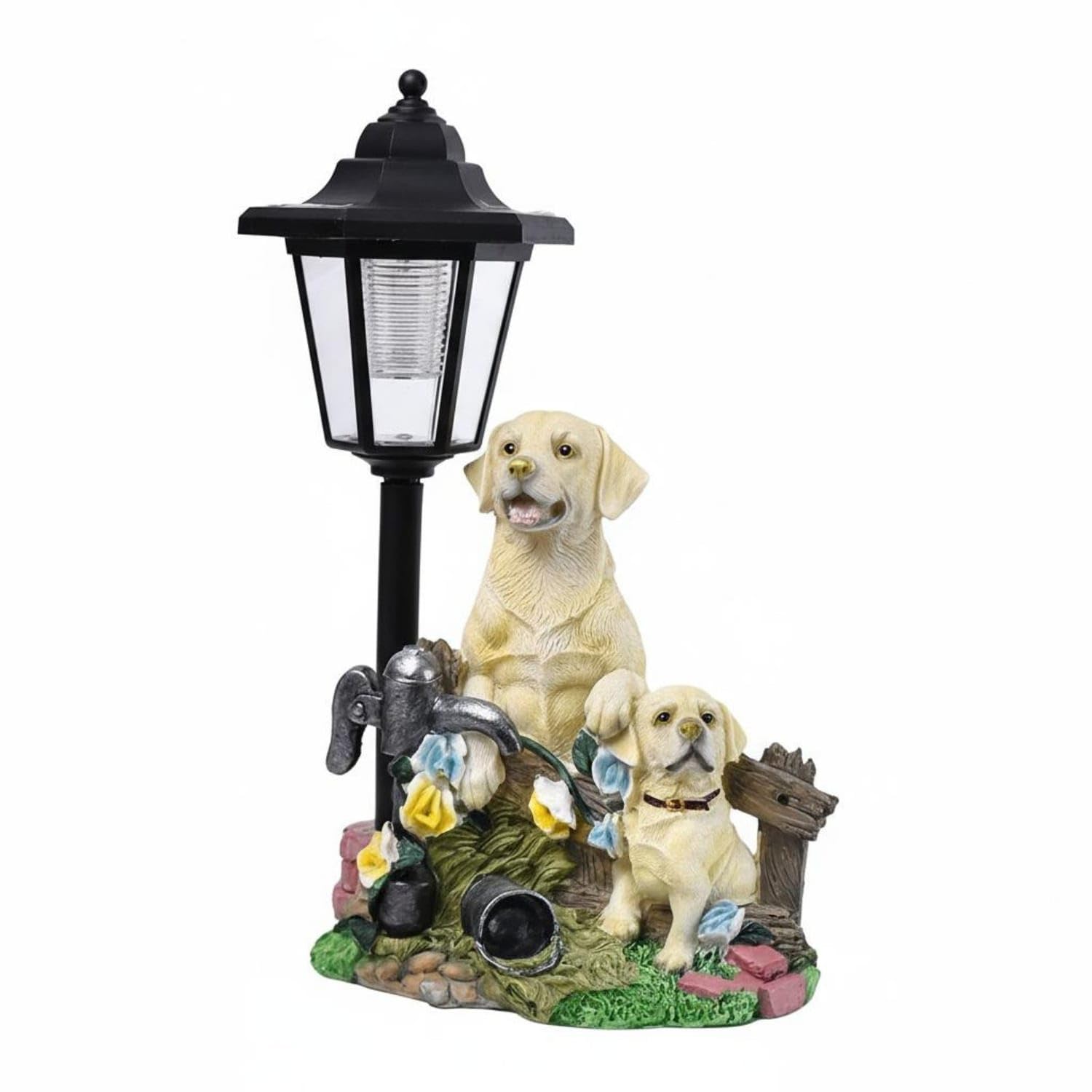 Weather Resistant Creature Figurine Path Light Handmade Solar Garden Figurine Light Resin Statue Solar Lamp for Yard, Patio, Walkway, Labrador-image-28