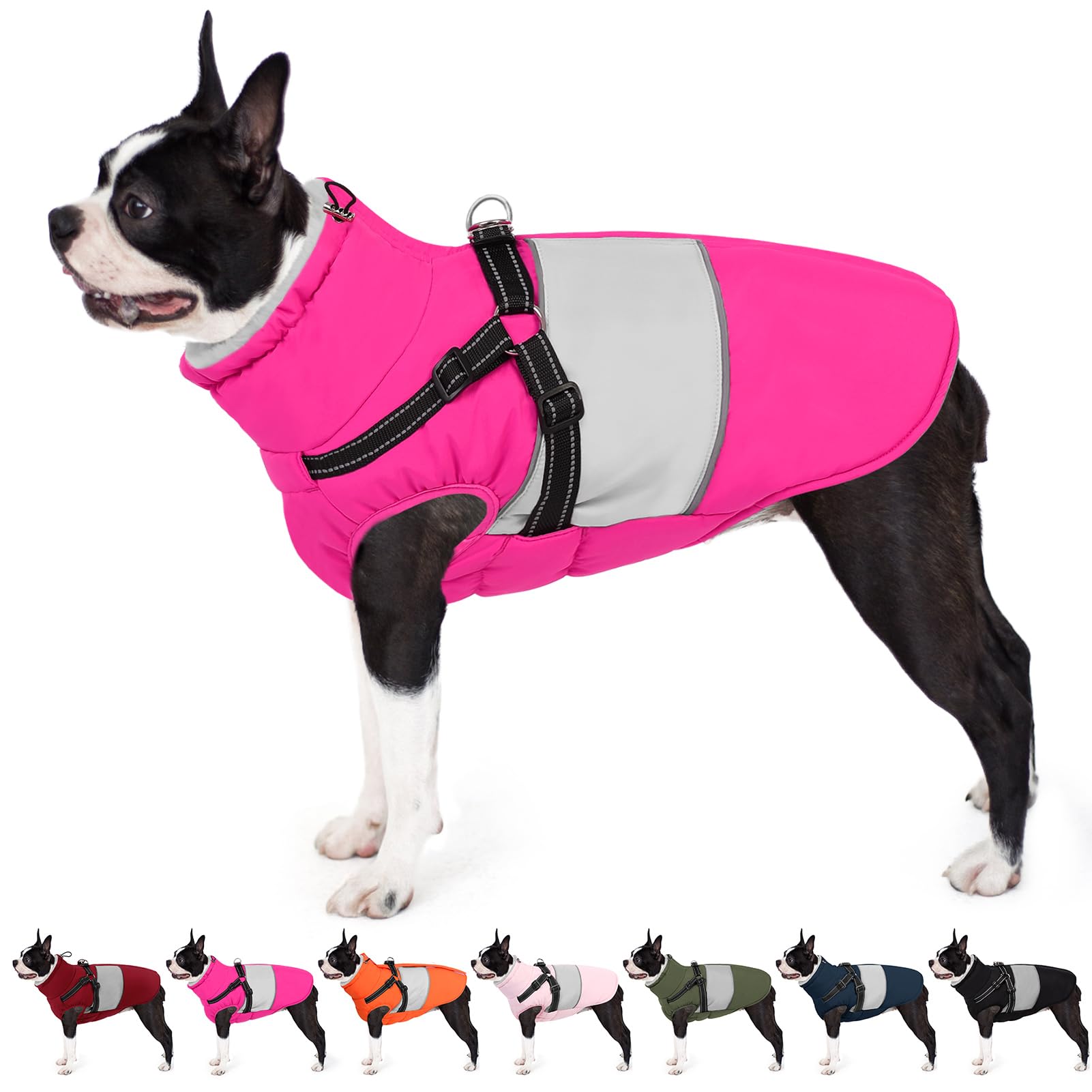 AOFITEE Abrigo para Perro pequeño, Abrigo de Invierno para Perro con arnés Integrado, Chaqueta cálida para Perros con Cremallera y Cuello de Forro Polar, Chaqueta de Nieve Impermeable para Mascotas