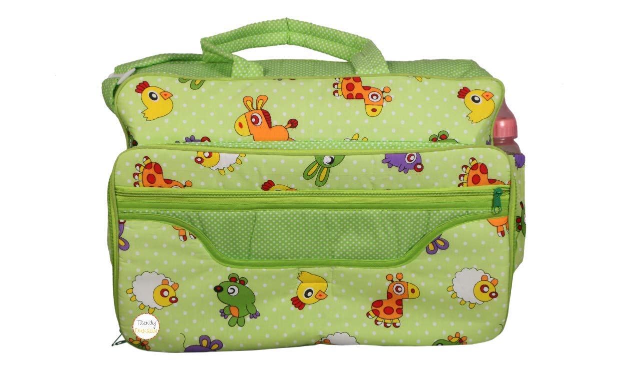 Wearilio Newborn Baby Multipurpose Polyester Diaper/Mother Bag with Holder Diaper Changing Multi Compartment (Colors and Design May Wary). (Pro Green)-image-47