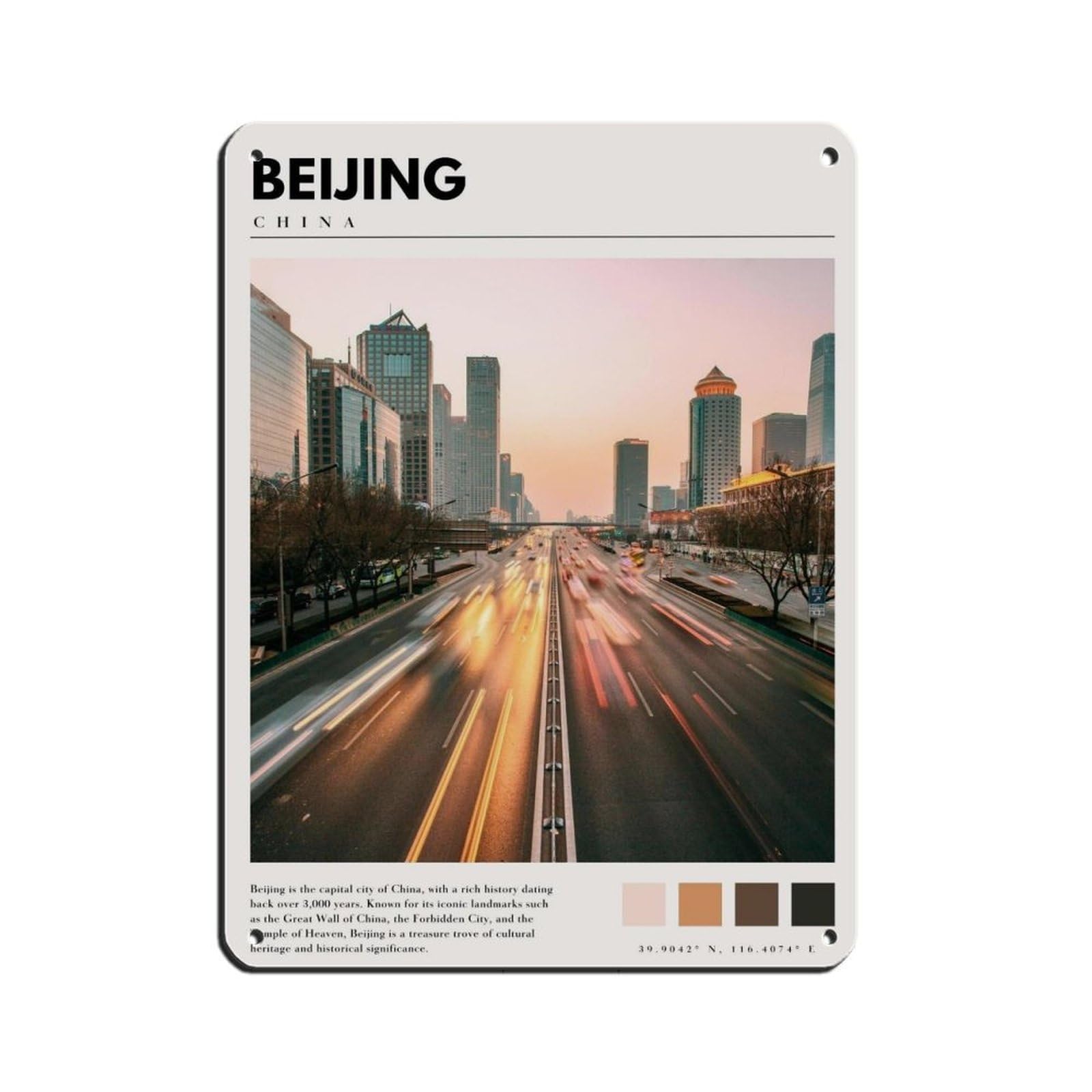 Beijing China Poster Beijing Photography Art Tin Sign Vintage Metal Pub Club Cafe Bar Home Wall Art Decoration Poster Retro 12x16inch(30x40cm)