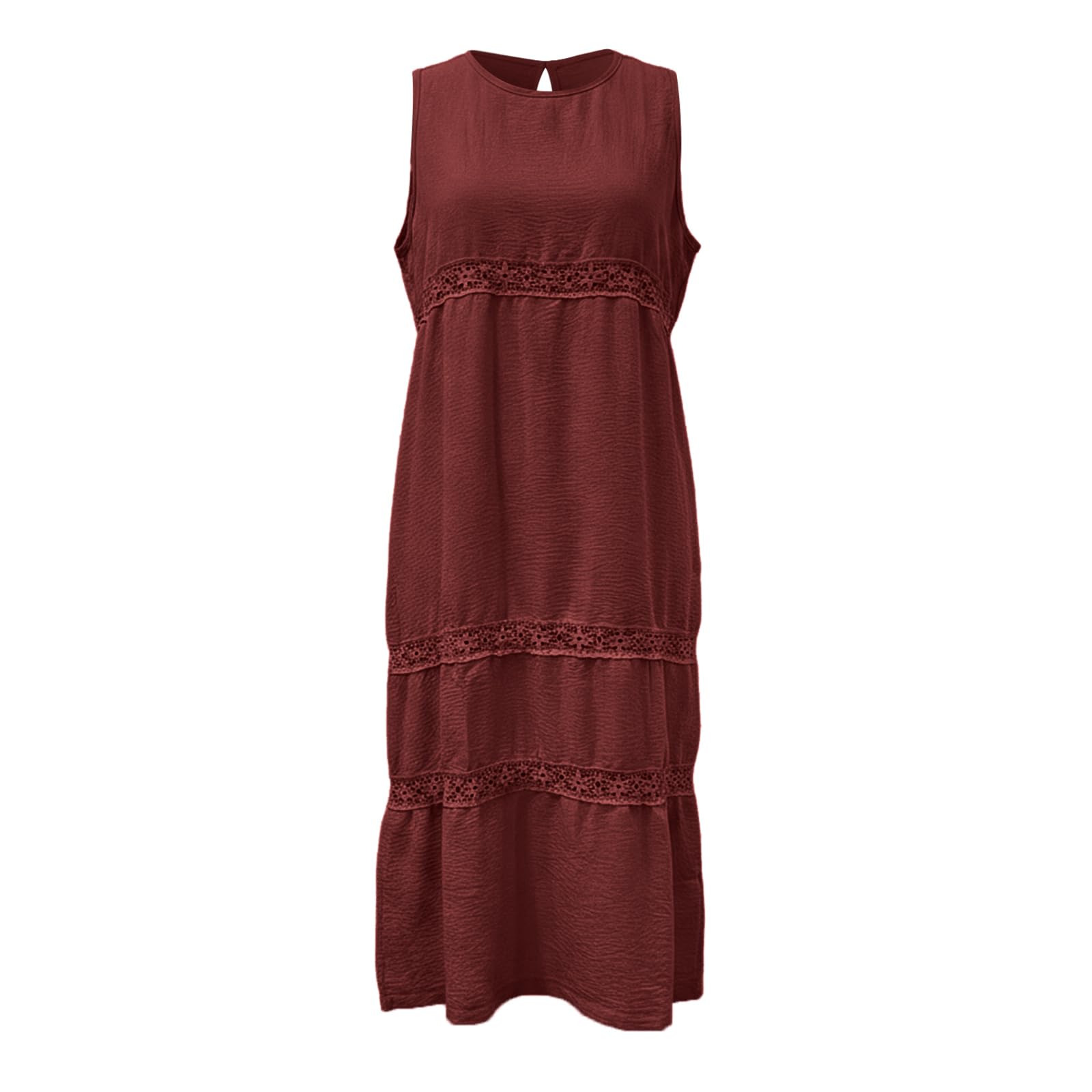 Abito Spiaggia Donna Gonna Lunga da Donna a Maniche Corte con Scollo Rotondo e Inserti Patchwork, Elegante e Comoda. Vestito Elegante