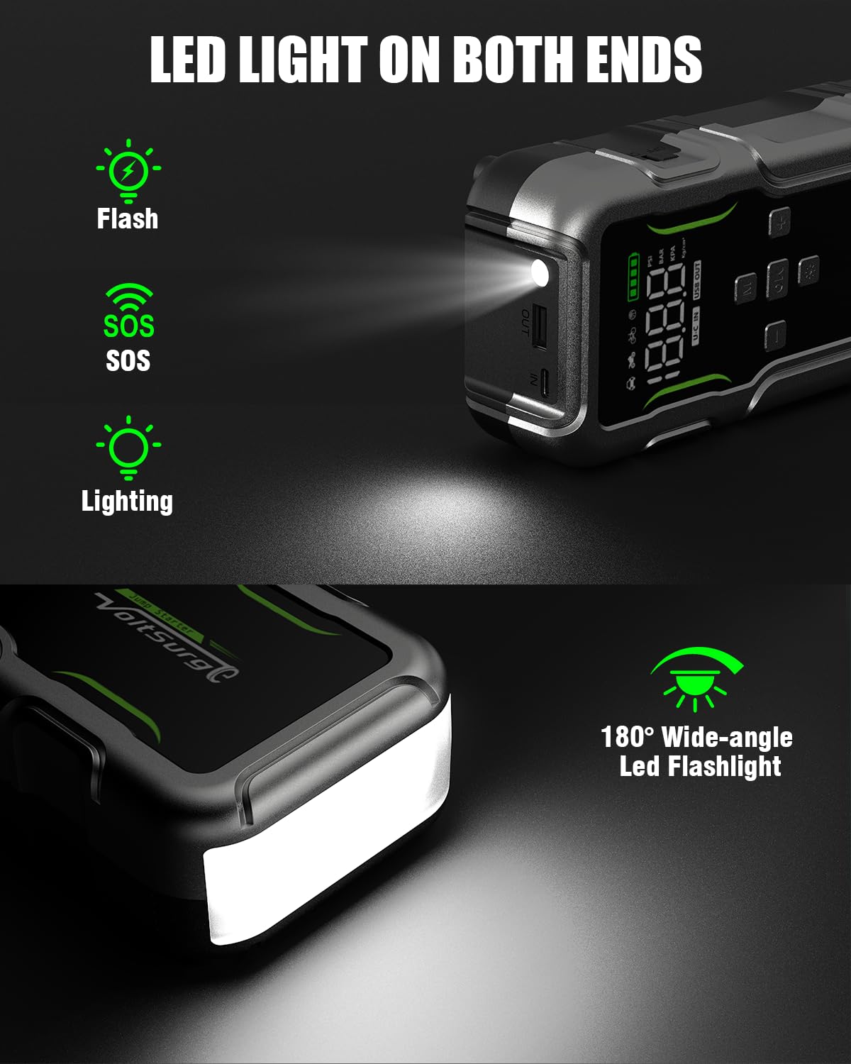 Q18 Jump Starter Power Bank With 150 PSI Compressor, 4000 A Car Jump Starter Power Bank With LED Light & Quick Charge, 12 V Booster Car Jump Starter For Up To 10.0 - View #6