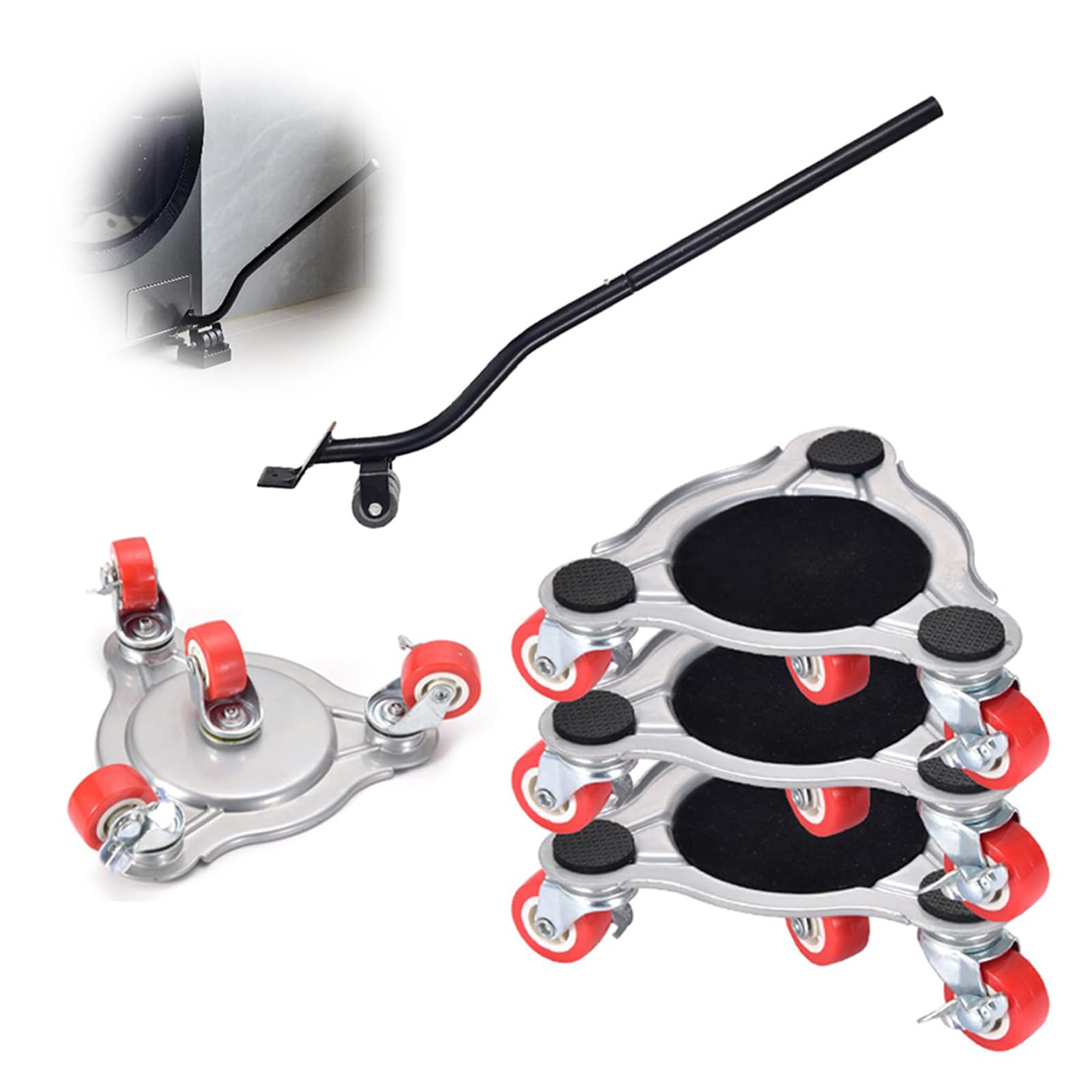 Kit per Sollevatore Mobili, 4 Ruote per Spostare Mobili 360°, capacità di Carico 400kg, Sollevatore per Mobili Pesanti, Spostamento di Frigoriferi, Divano, Lavatrice, ECC,A