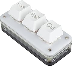 Mini Keyboard One Hand Mechanical Red Axis Assignment Changeable Copy Paste USB Wired Connection Shortcut LED Backlight Small (White-English Printing/3 Keys)