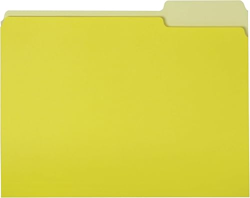 Tienda Basics Carpetas de archivos, tamaño carta, pestaña de corte de 13, amarillo, paquete de 36