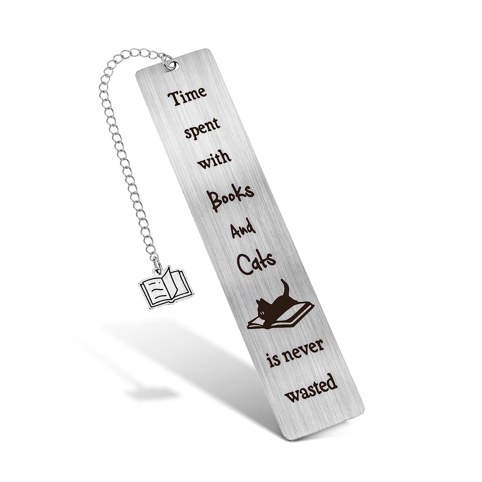Dimeho Marcapáginas de metal para esposa novia marcapáginas con colgante personalizado regalo inspirador despedida profesor niños metal niñas escuela principiantes juego lector ratón biblioteca (gato)