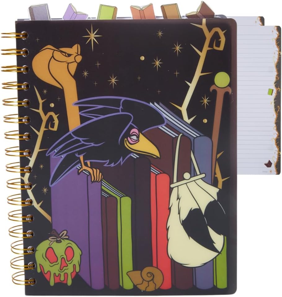 Disney Villains Journal Notebook, Spiral Bound, 144 Lined Pages, 8 x 7 inches, Light Green, Disney Princess Movie Characters