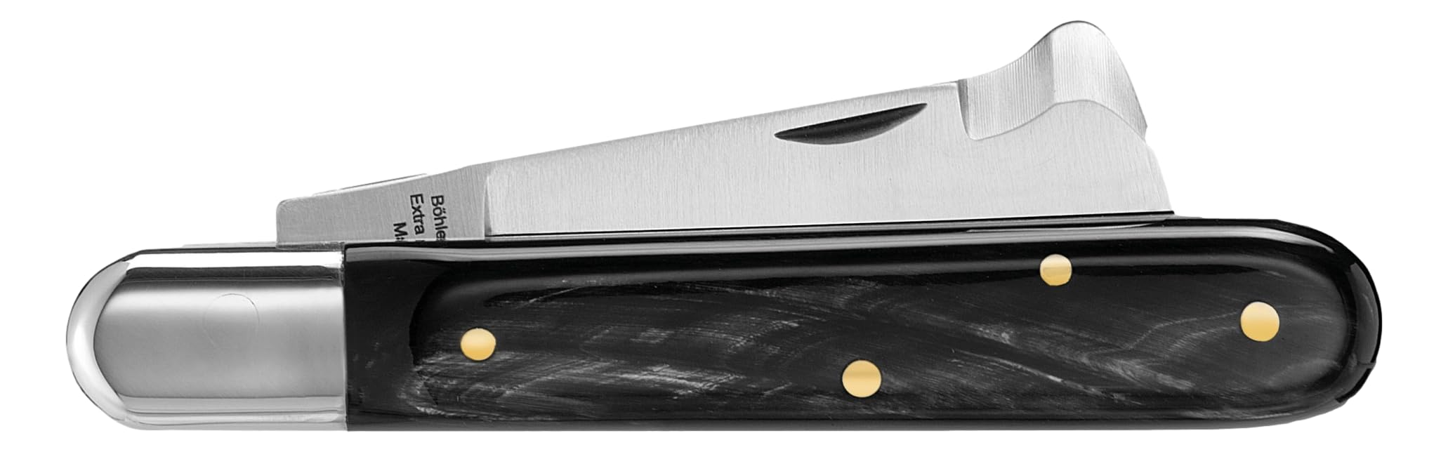 DUE BUOI 203C Coltello da Innesto per Mancini Professionale Alberi da Frutto e Giardinaggio Acciaio Inossidabile Böhler N690 Manico in Corno