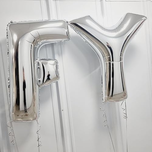 Vista 10 de Globos plateados de la letra M de 40 pulgadas, globos grandes del alfabeto M, globos plateados de papel de aluminio para decoración de cumpleaños