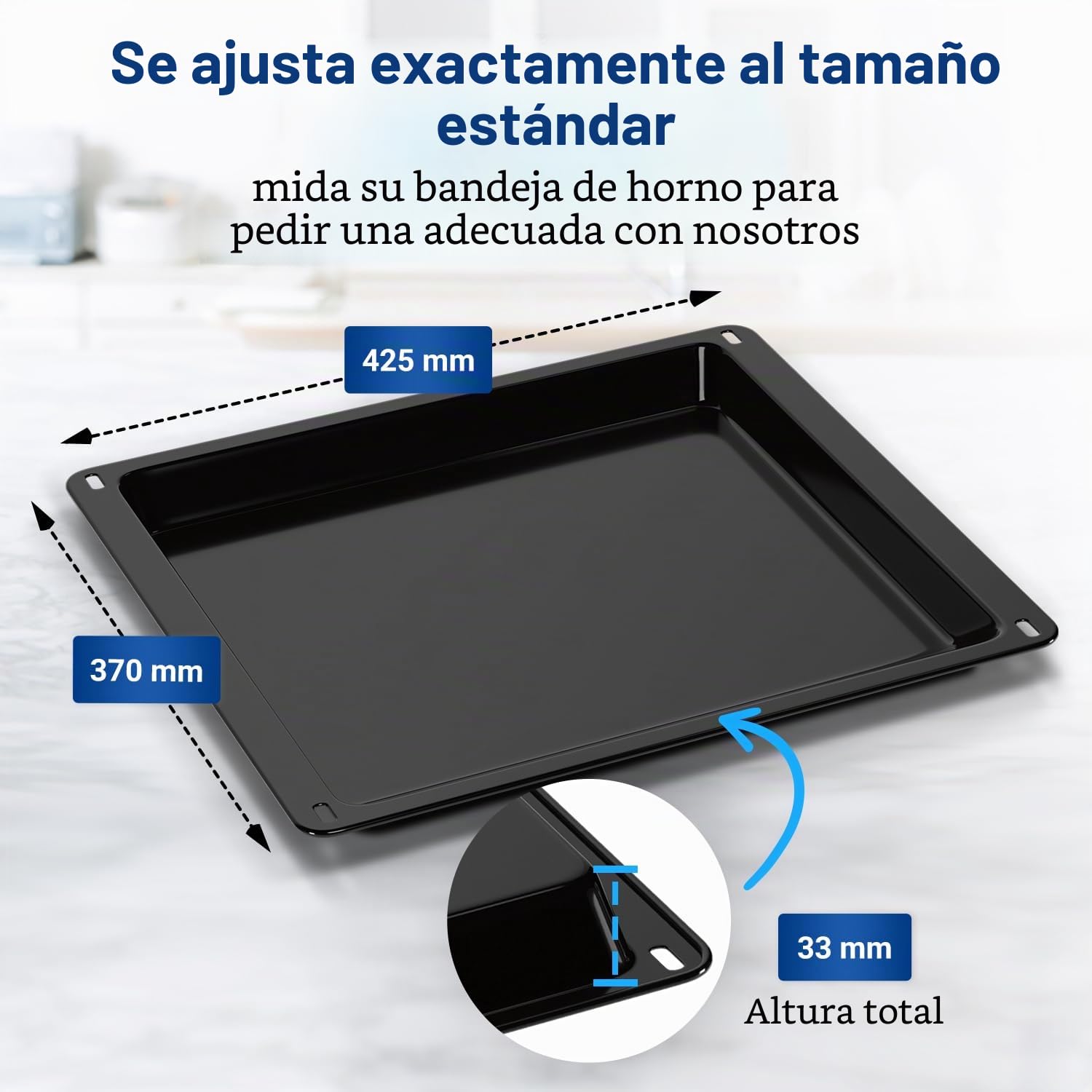 VIOKS Bandeja de horno de 425 x 370 mm, repuesto para horno AEG Elеctrоlux 353193922/5 | Bandeja para hornear pizza profunda para horno Zanussi AEG