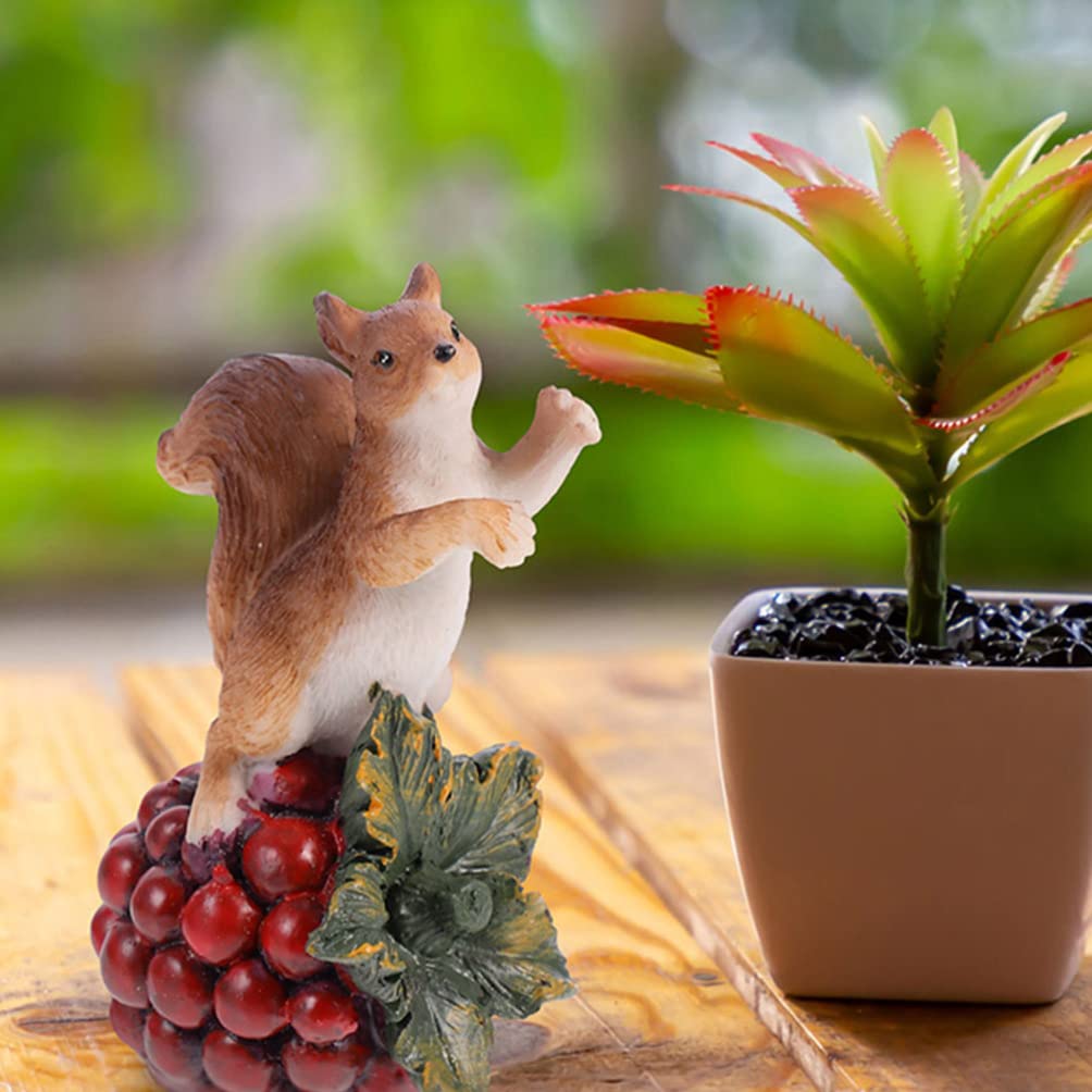 Amosfun 12）リス 置物 フィギュア ミニチュア リアル 樹脂 オブジェ