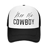 Kiss Me Cowboy Mesh Hat for Men Women Baseball Cap Dad Gift Adjustable Trucker Hat