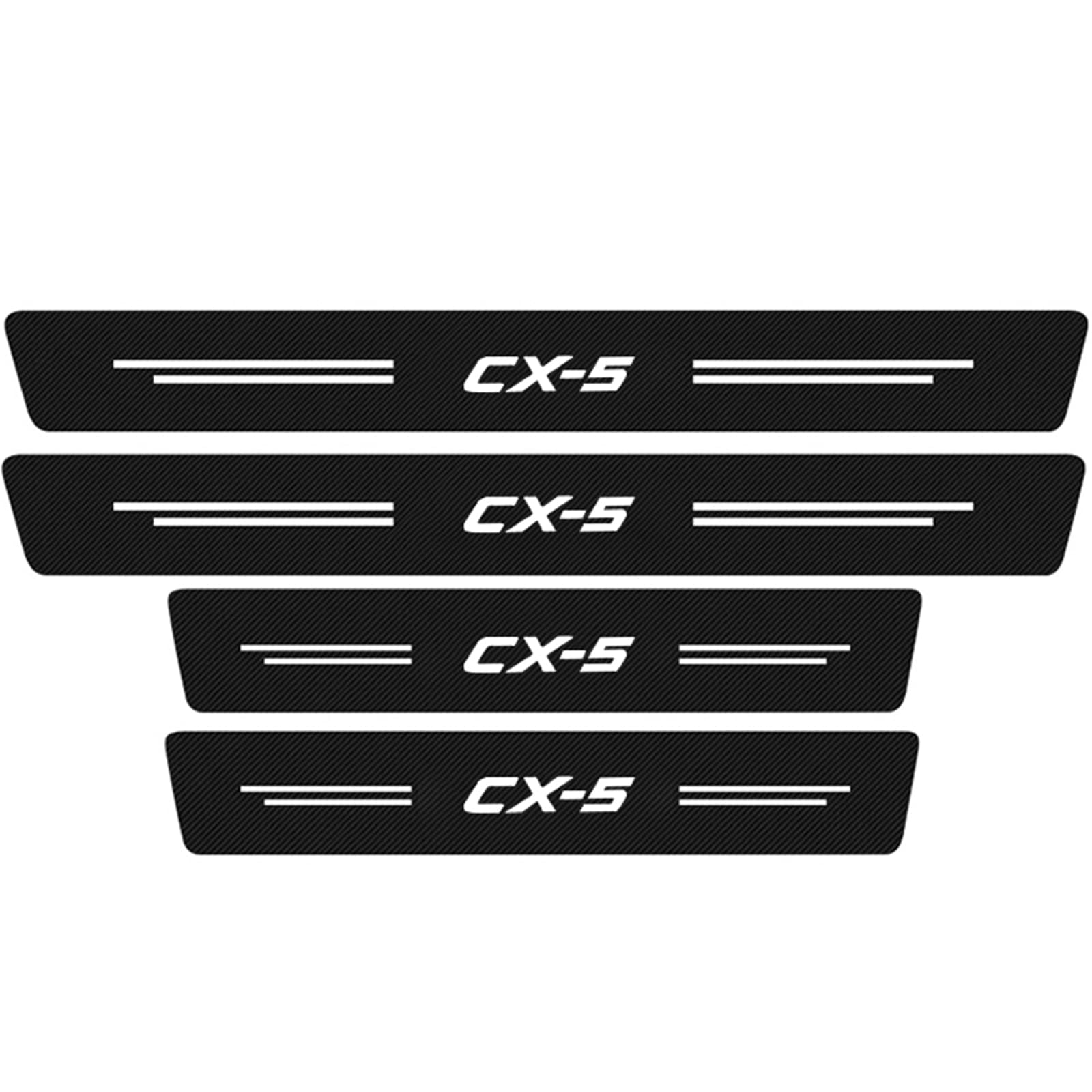 KAFMZEP 4Pcs Car Door Sill Protectors for Mazda CX5 CX 5 CX-5, Carbon Fiber Anti Scratch Scuff Plate Guards Wrap Film Auto Entry Step Cover Decoration Accessories,White