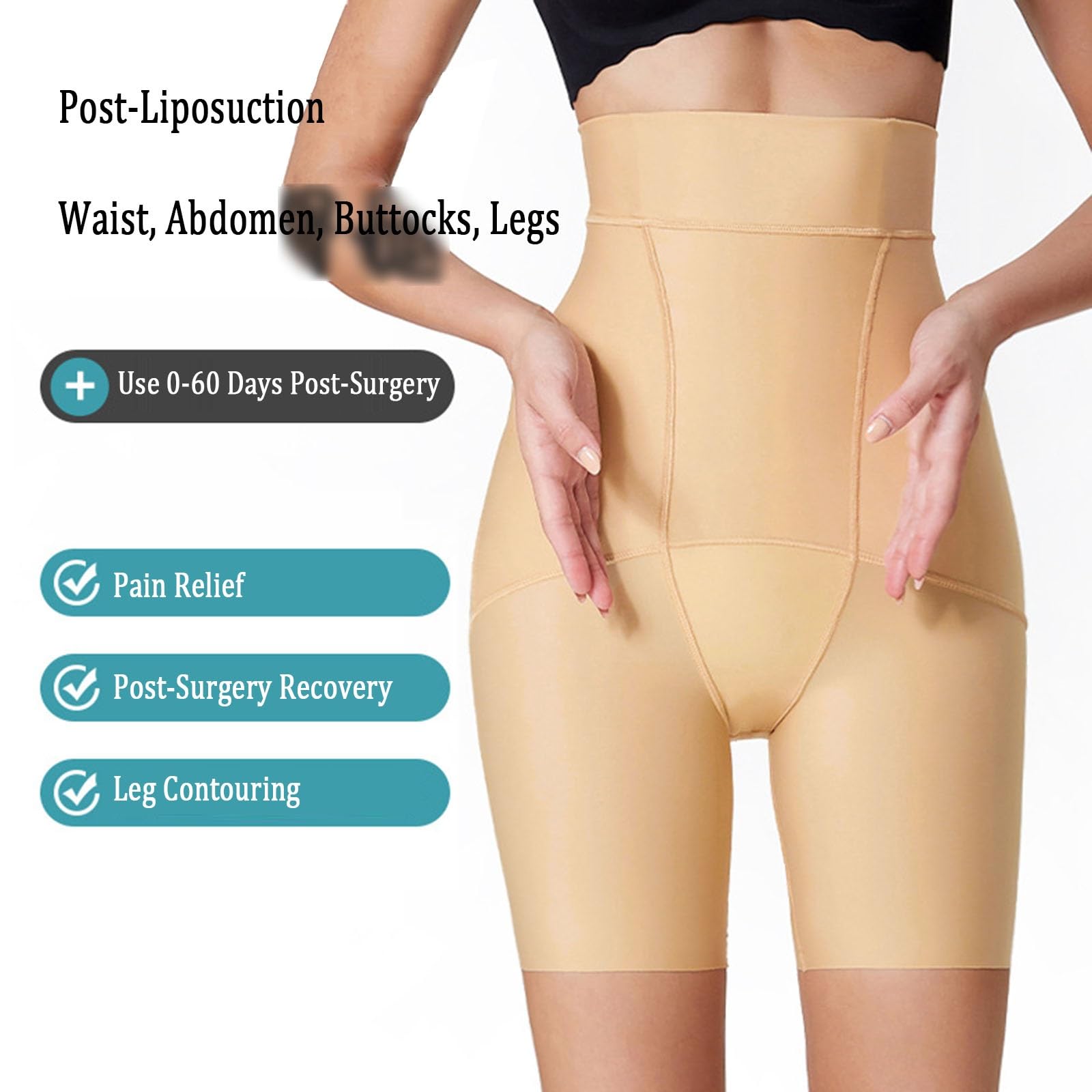 Fase 1 Dopo la Liposuzione Compressione Modellatore Cosce Controllo Addome Sollevatore Glutei Guaine Post-operatorie Corte per Donne