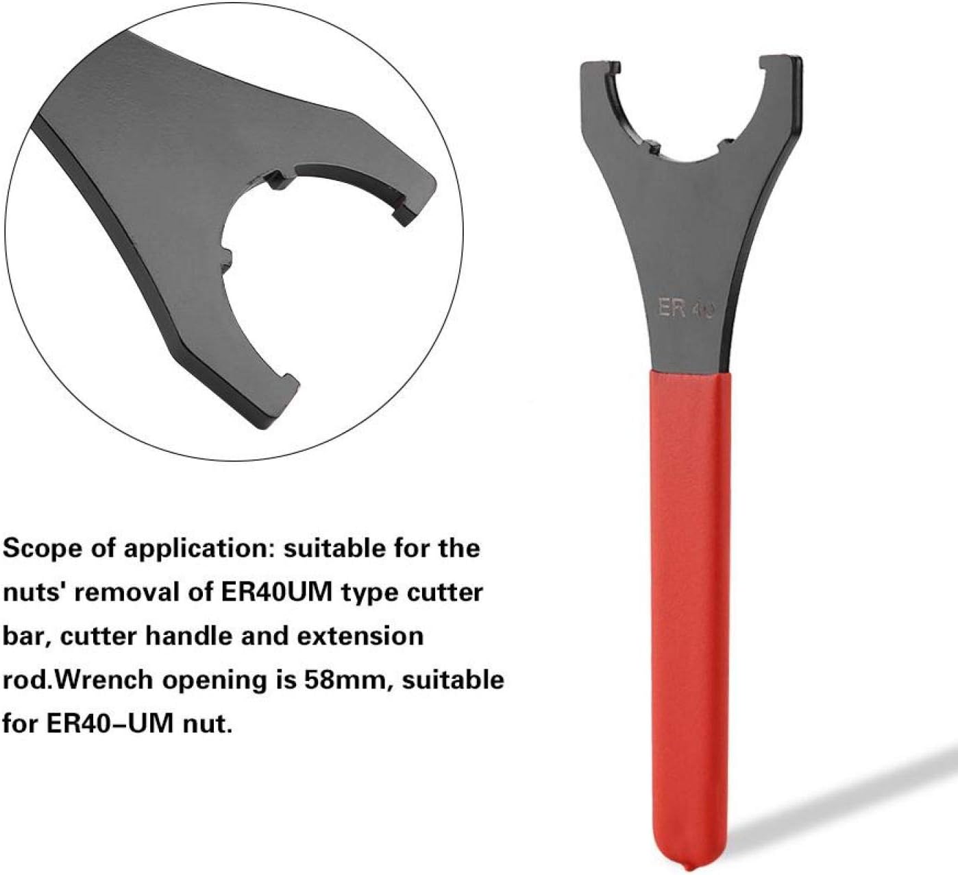 KUIDAMOS Wrench Spanner Wrench Set,ER40 Collet Chuck Wrench with 58mm Opening,Red Collet Chuck Wrench Spanner ER40 Collet Wrench for Lathe CNC Milling Chuck