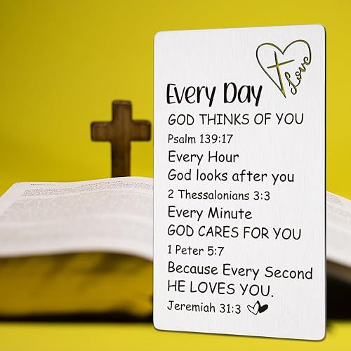 Miniatura 4 de Regalos cristianos inspiradores para mujeres, tarjeta con versículo bíblico grabado en metal, tarjeta de bautismo, regalos de fe, Navidad, Acción de