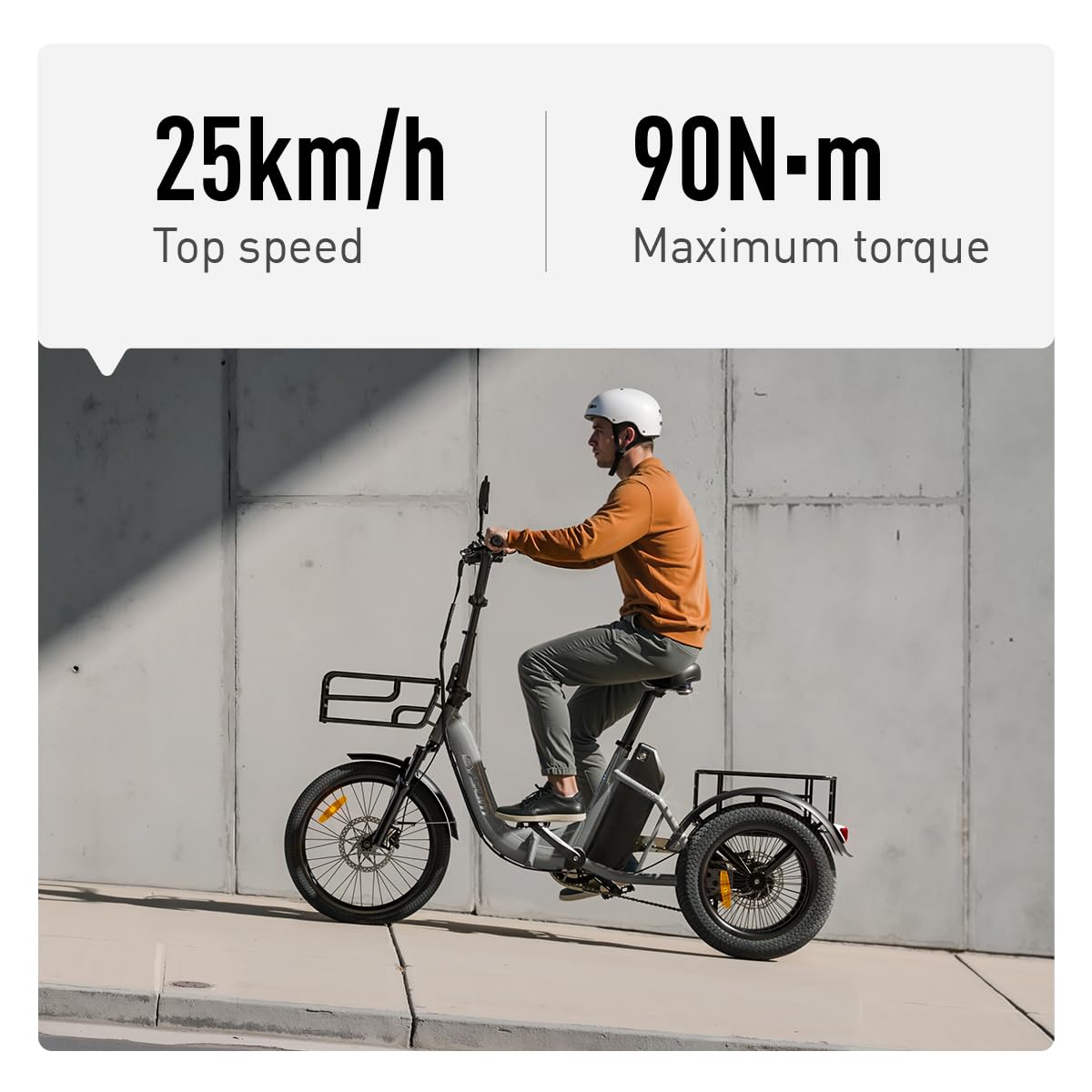 Cysum AG1 Pro Tricycle Électrique pour Adultes, Vélo Électrique Pliable 16'', Batterie 48V 20Ah, 25 km/h, 80 km Autonomie