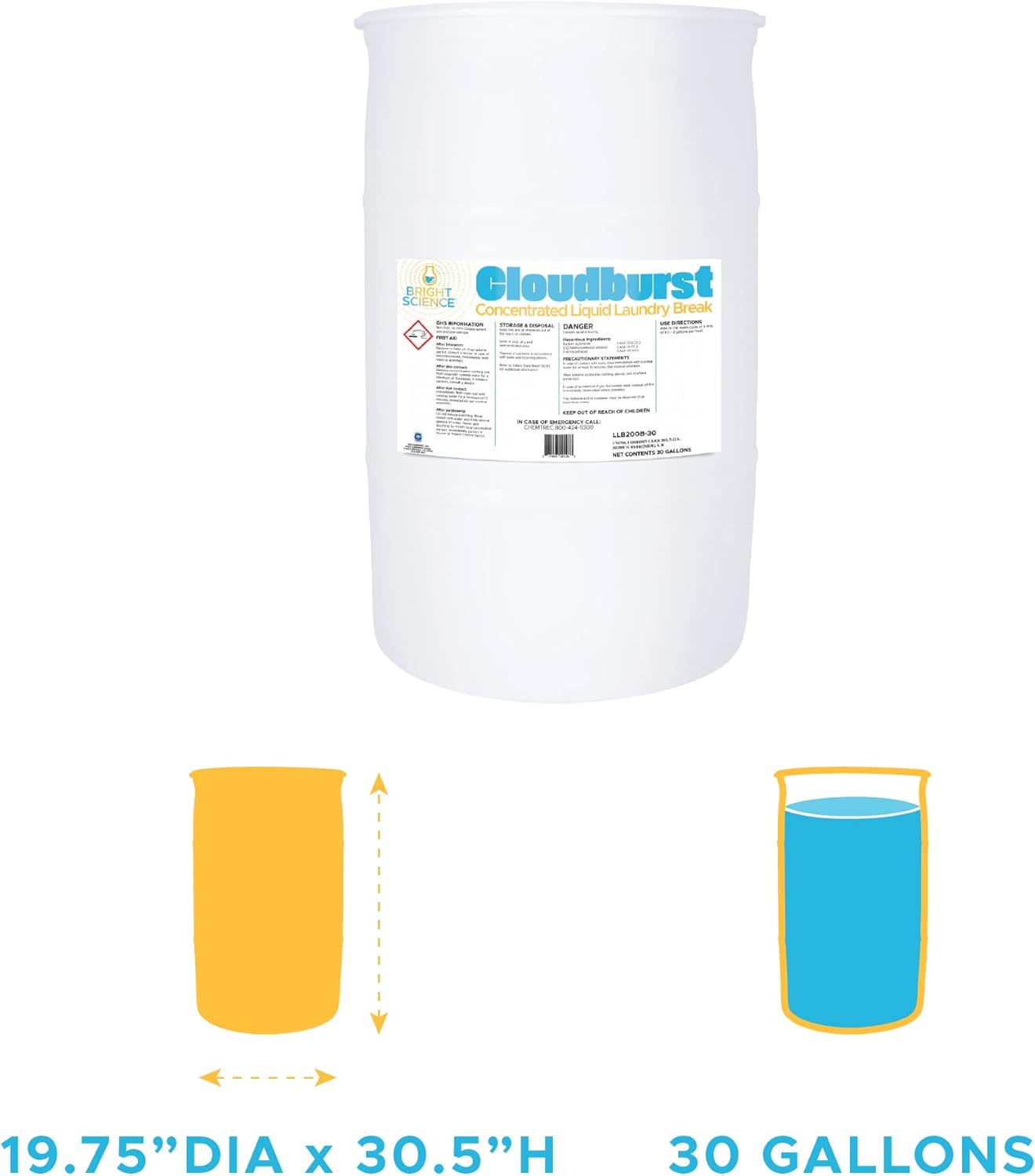 Cloudburst Laundry Break, Industrial Pre-Soak for Commerical Laundry, 30 gal