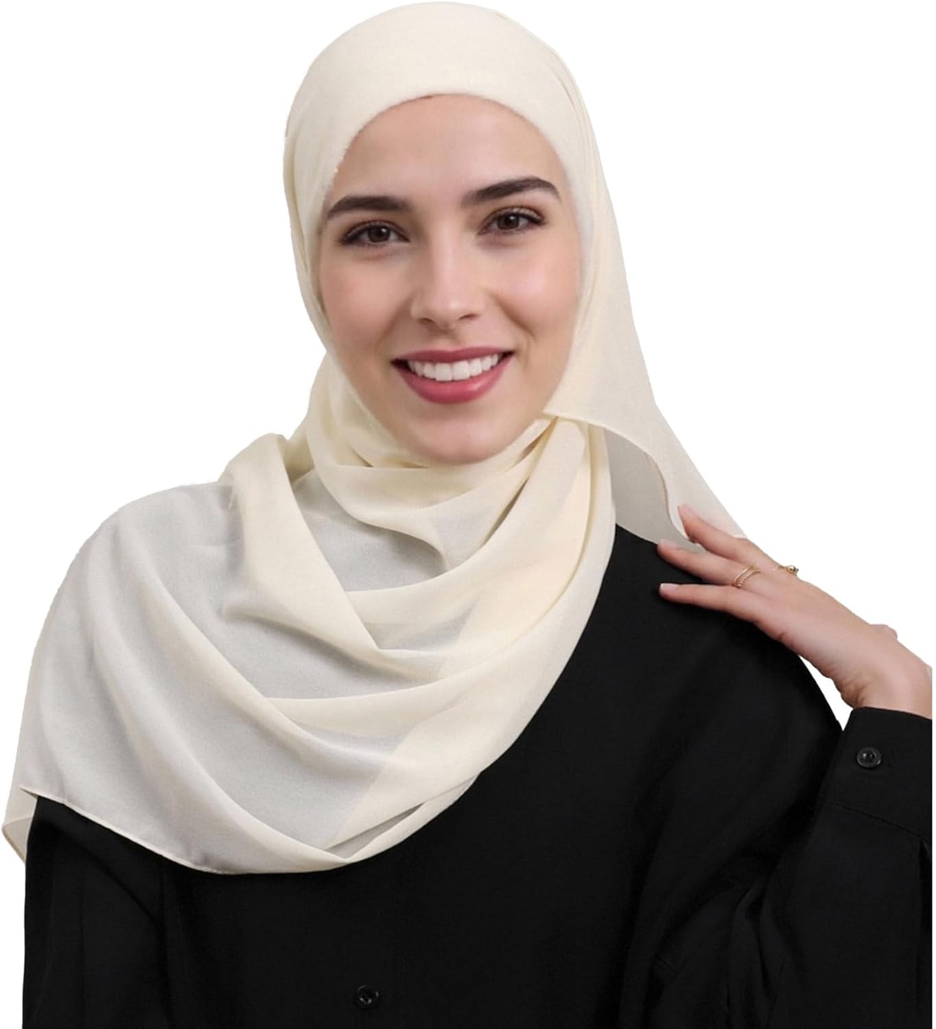 Women's Stretchy Chiffon Muslim Hijab Scarf Solid Color Head Cover Shawl Daily Wear Outdoor Photography Nude One Size