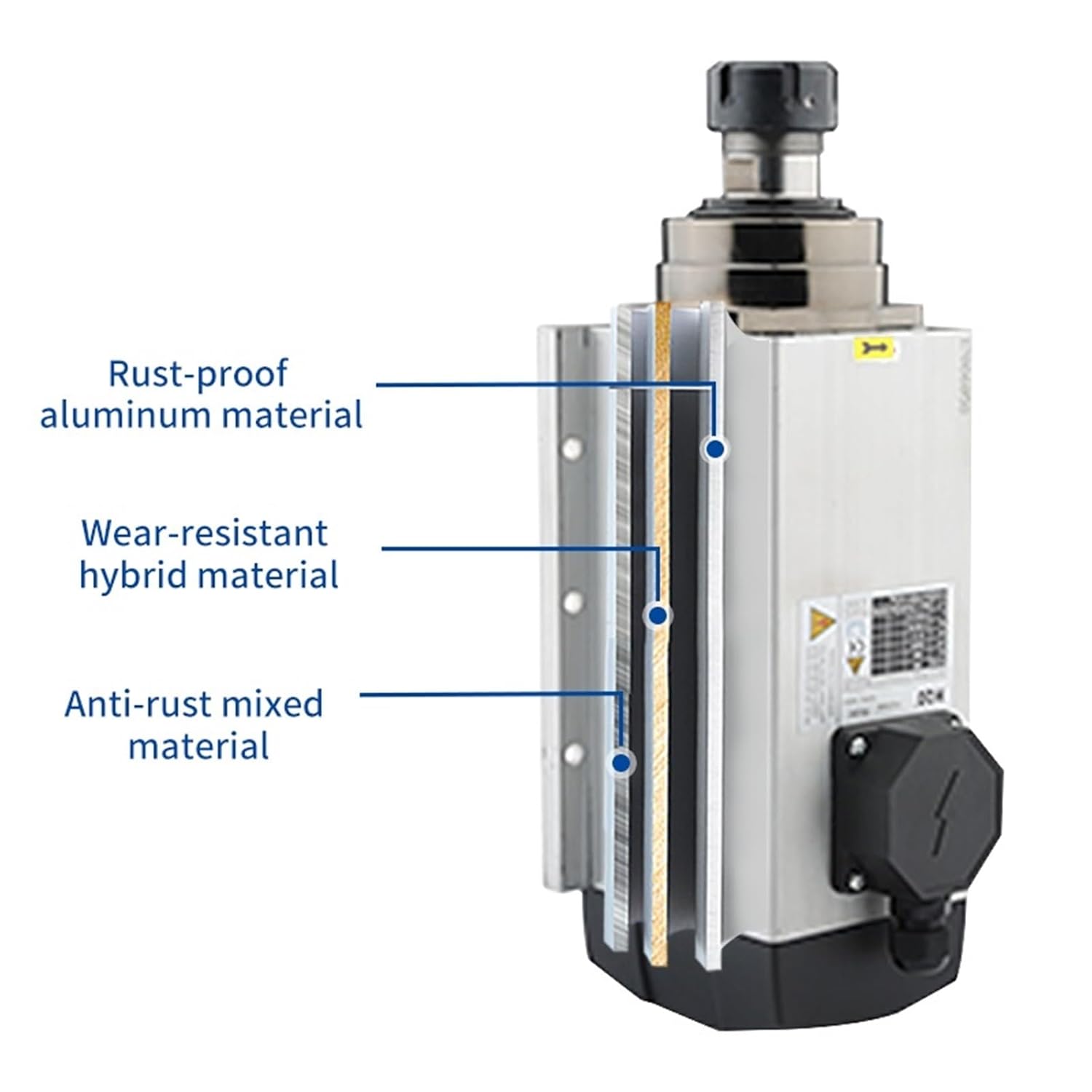 1.5kw ER20 Belt Flange Air Cooled Motor 220v 380v Square Ceramic Ball Bearings Spindles Wood Carving Milling Machine(1.5KW ER20 220V)