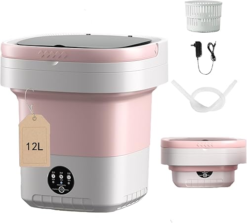 Lavadora portátil, mini lavadora plegable de gran capacidad mejorada de 12 litros, 3 modos de limpieza profunda, pequeña lavadora para ropa