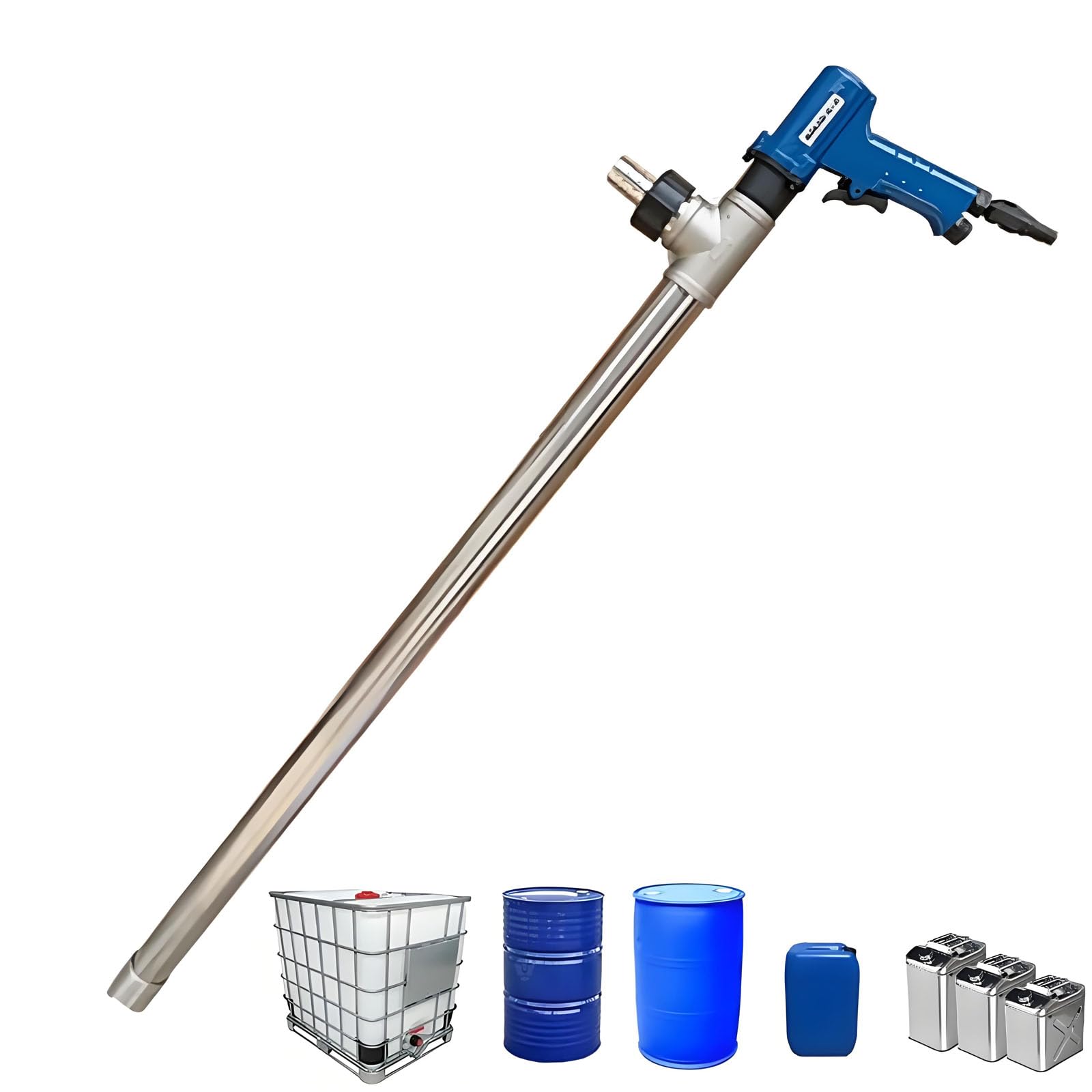 Bomba Neumática para Trasvase De Aceite, Bomba Manual Neumática De Acero Inoxidable para Bidones, Caudal: 60-80 L/min, Longitud del Tubo: 91 Cm/diámetro del Tubo: 42 Mm, para El Transporte