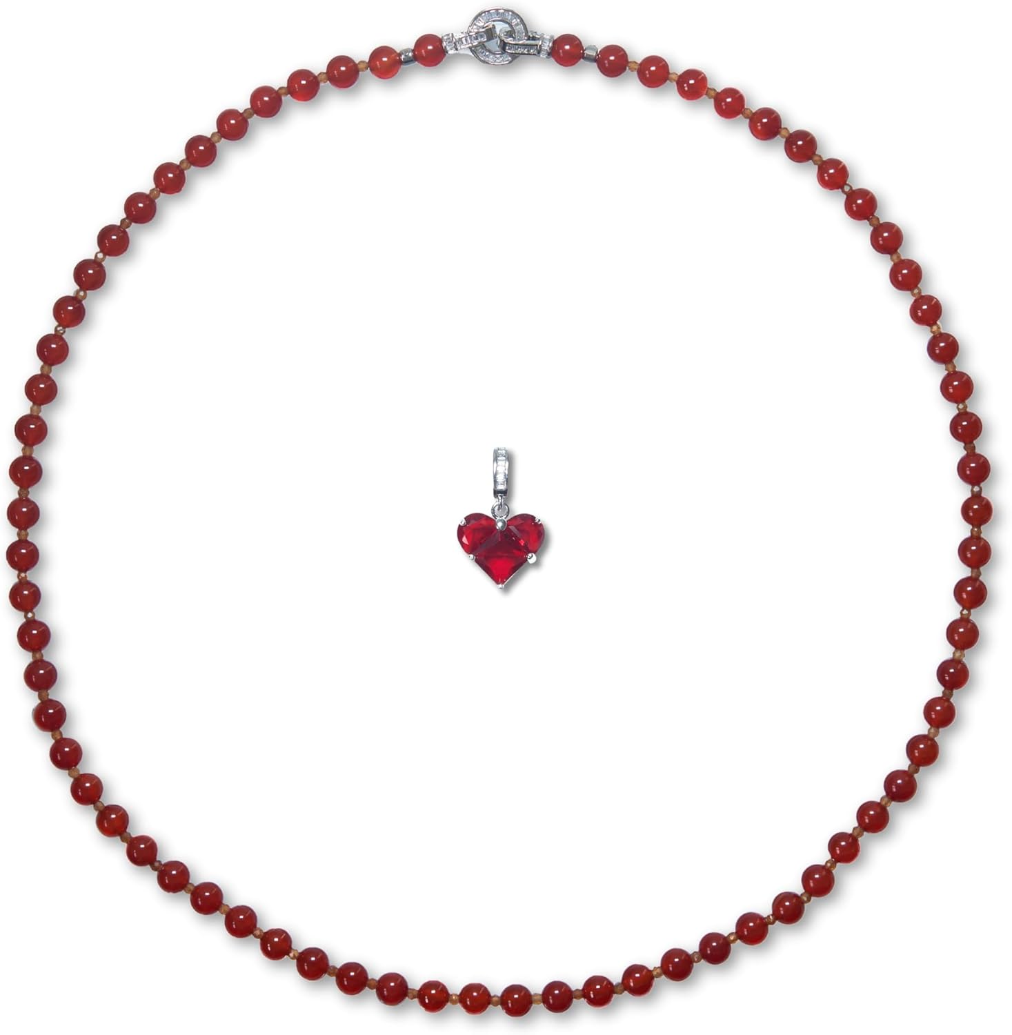 Natural Crystal Stone Beaded Necklace Choker for Women Men, Handmade 6MM Crystal Beads Necklace with Detachable Pendant & Palladium-Plated Clasp, Gifts for Her Him, Available in 4 lengths