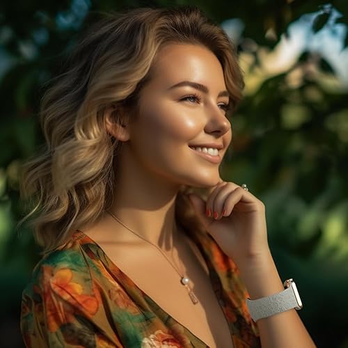 Miniatura 5 de Paquete de 2 correas de repuesto con patrón de estrella espacial grabadas Kawaii compatibles con Apple Watch Band de 1.496 pulgadas, 1.575 pulgadas,