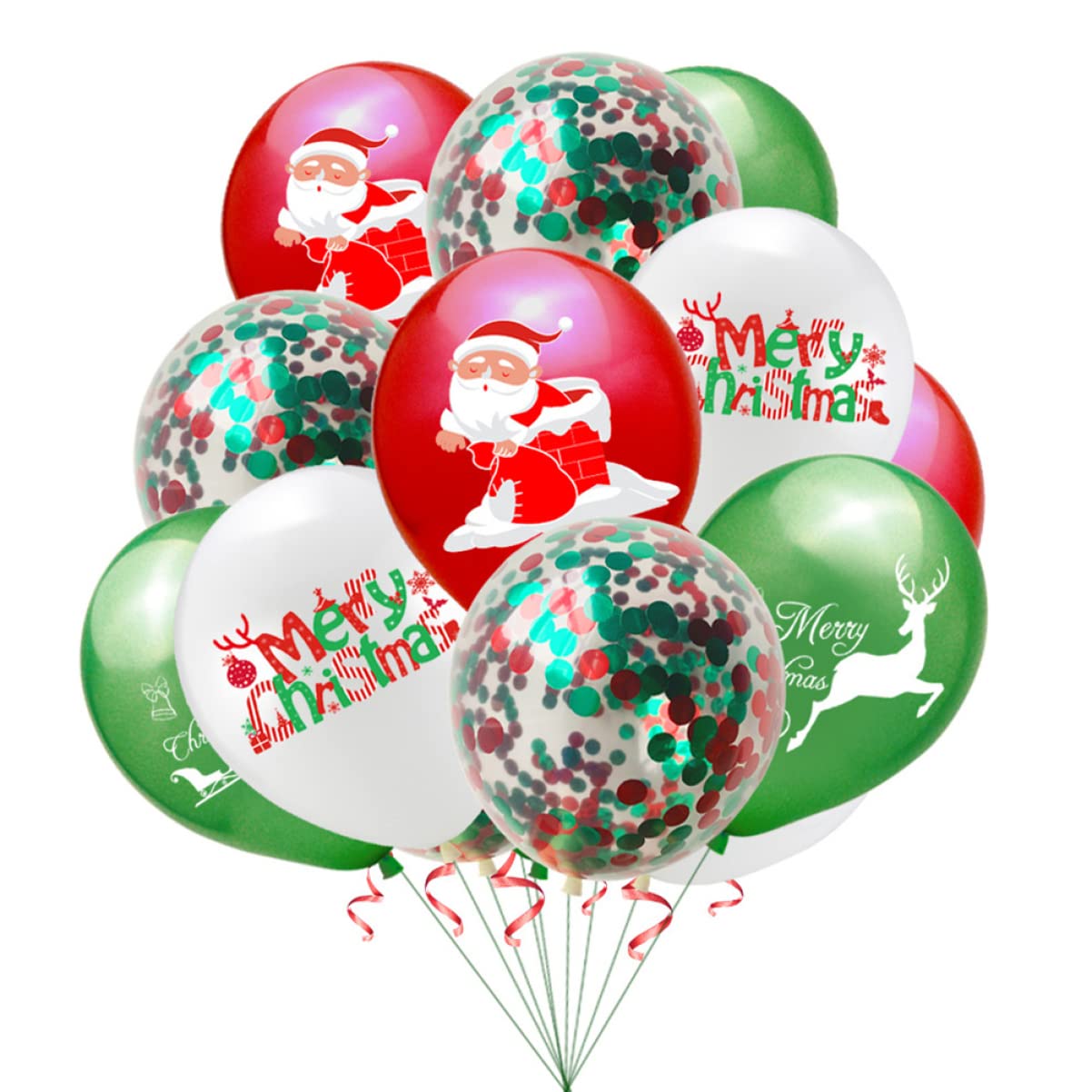 Mikikit 69 Pezzi 12 12 Pollici Decorazioni Natalizie Set Babbo Natale Lettera Paillettes Palloncini Banner Nastri Forniture Per Feste