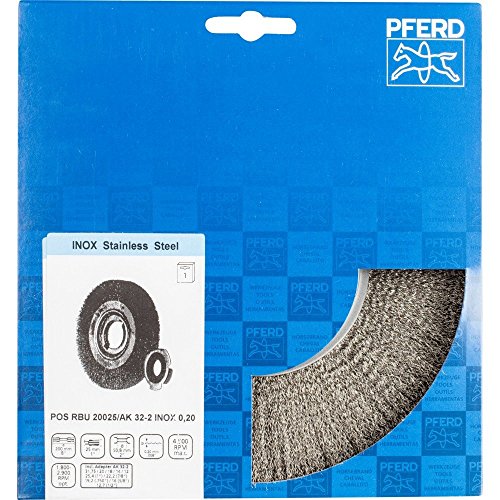 Pferd - Rundbürste breit ungezopft rbu ø 200x25xvariable Bohrung Edelstahl-Draht-Ø 020 Schleifbock