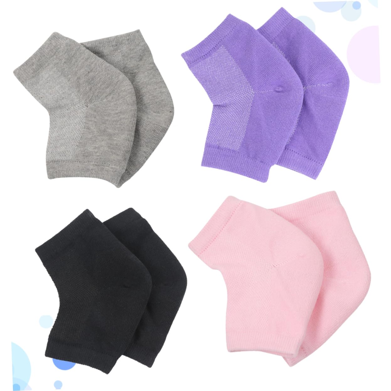 SOESFOUFU 4-Pack Unisex Breathable Ankle Socks Moisturizing Gel Anti-Cracking Heel Support (Grey)