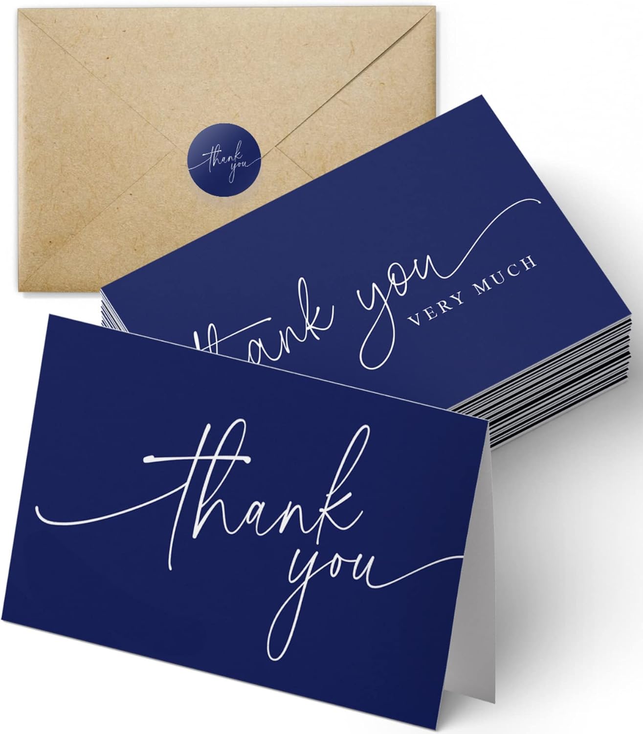 Thank You Cards | Bulk Greeting Cards | 100 Pack (Navy Blue)