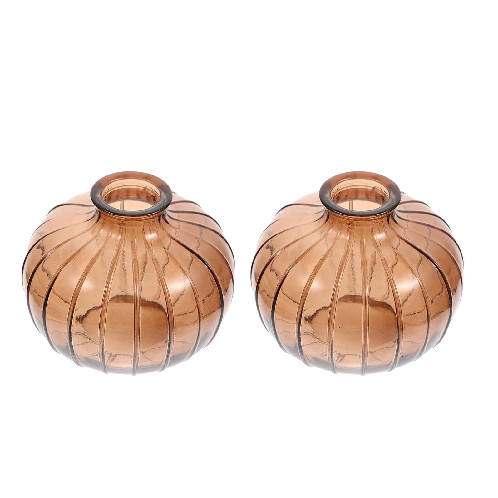 2pcs Small Pumpkin Glass Flower Vase 100ml Brown Bud Vase for Tabletop Flower Arrangement Home Décor and Housewarming
