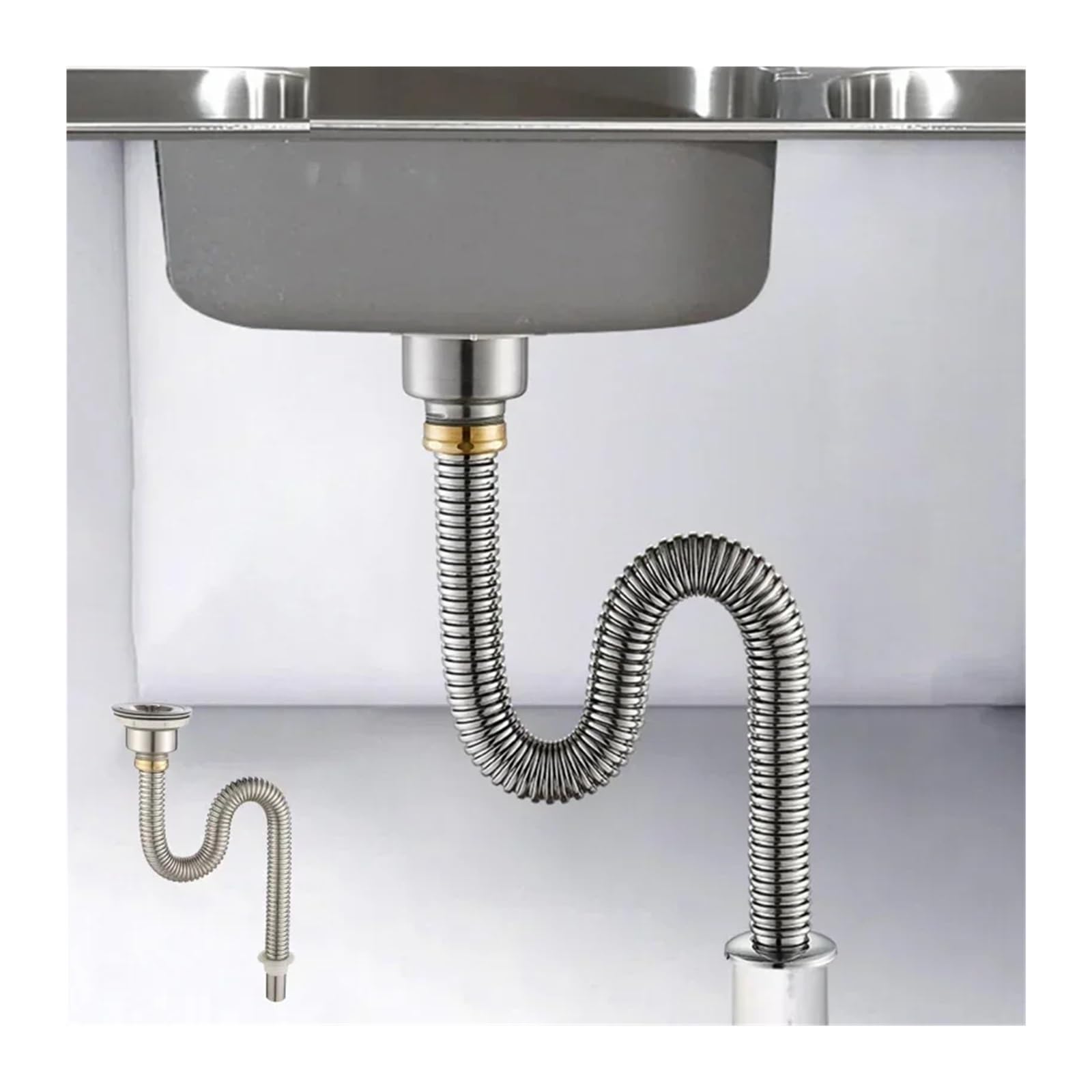 Tubo de desagüe de fregadero de acero inoxidable para cocina | Tubo de desagüe universal, colador, acero inoxidable(80cm)