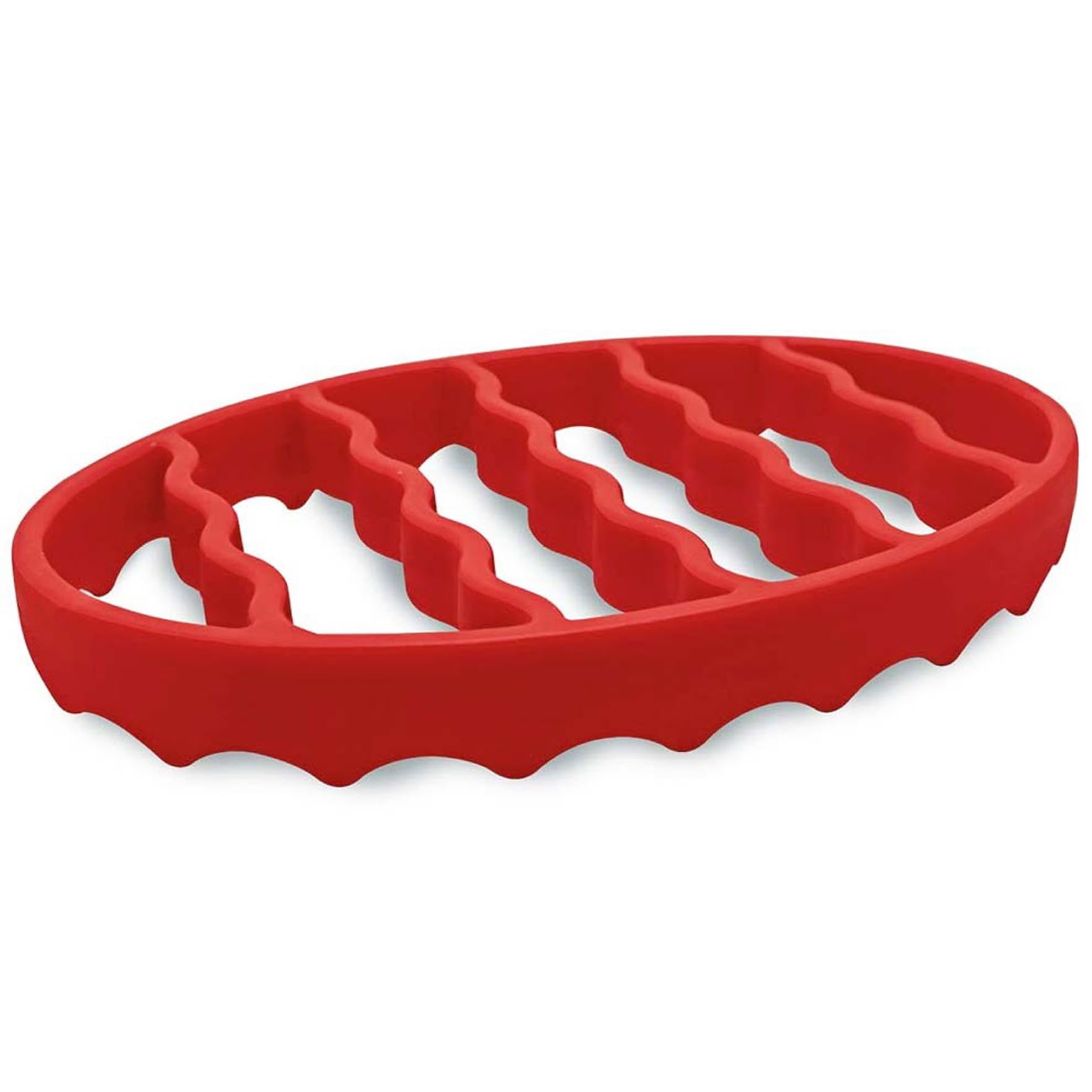 Gcroet 1PC Silicone Roasting Rack, 7x8x1 Oval Roasting Rack, Food Grade Roasting Rack, Steaming Rack Heat-Resistant Dishwasher & Microwave Safe Roasting Rack for Slow Cooker, Pressure Cooker, Red