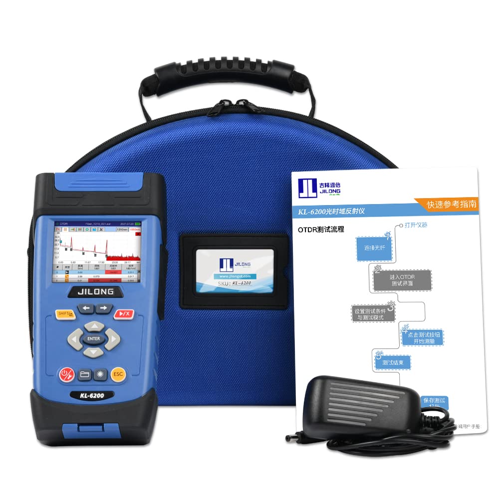 PON OTDR Active 1310/1550/1625nm 32/30/28dB JILONG Test Online for Live Fiber + 1:16 Fiber Splitter + Link Map Pass/Fail + Self Calibration + Bult-in