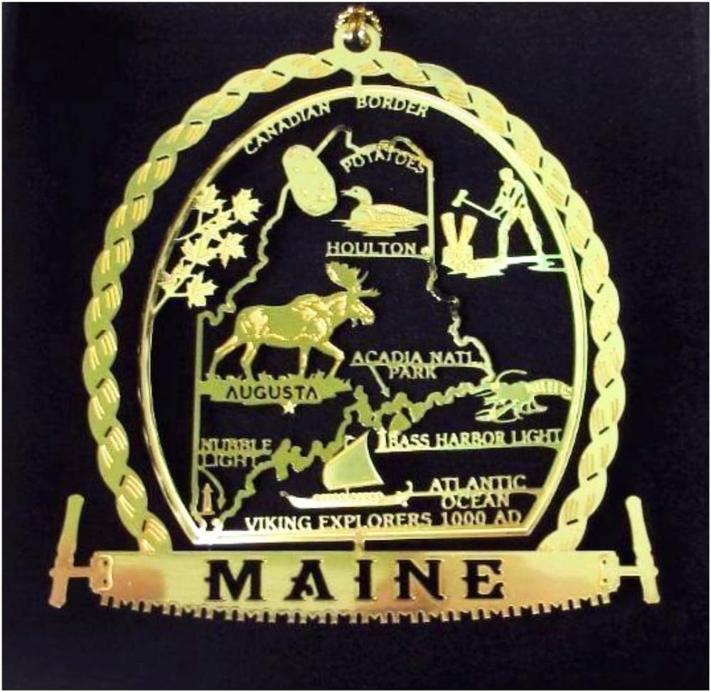 Maine State Brass Christmas Ornament Souvenir Gift - Image 7