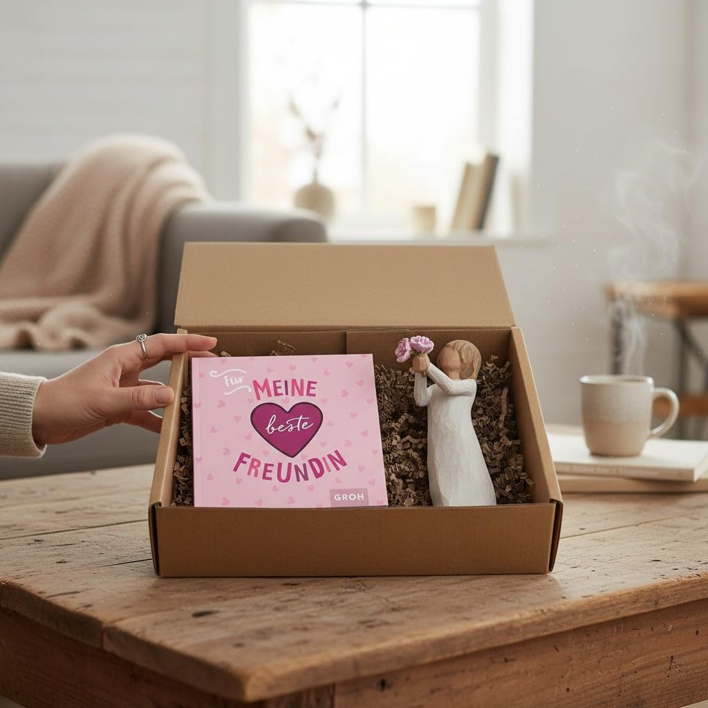 Geschenkset Beste Freundin Figur Blume Buch Geschenkbox Freundin