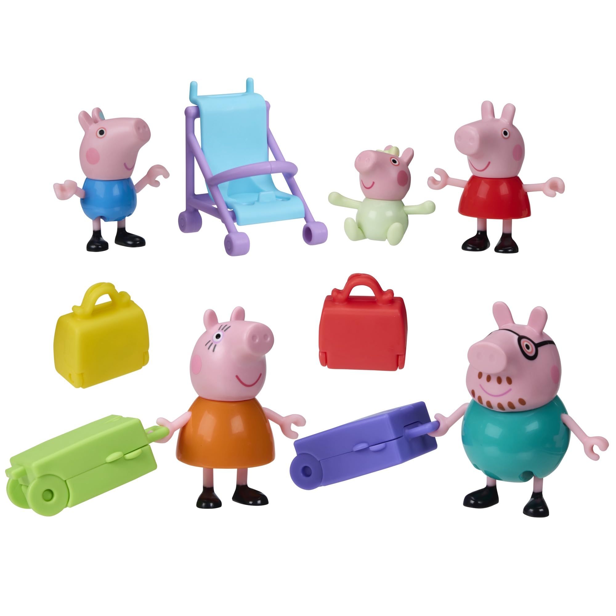 Peppa Pig Peppa's Travels: Big Family Adventure Figure and Accessories Set, Includes Baby Evie, Preschool Toys for Girls and Boys 3+