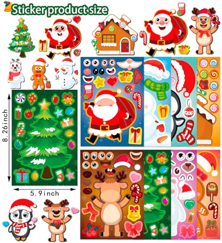 Christmas Stickers,Stocking Stuffers for Kids,Make-a-face Stickers for Kids - image 2