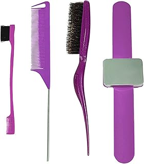 Conjunto de 4 peças de pentes de cabelo Cauda fina Dente Pente Cauda de rato Pente de corte Escova de controle de borda dupla face Pentes anti estáticos para homens e mulheres cabeleireiro Pente de cabelo,Conjunto de pentes de cabelo,Pente de Dente de Cauda,Pente de cauda,Pente de Corte Purple