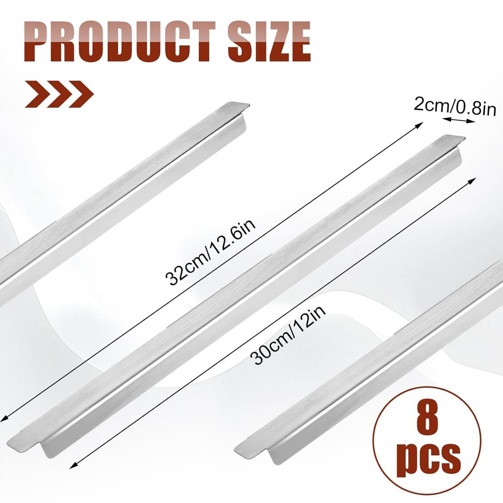 Set di barre adattatori in acciaio inox, 8 pezzi, 30 cm, barre divisorie per servizio alimentare, dimensioni standard lunghe, forniture per il personale della cucina, attrezzature per buffet
