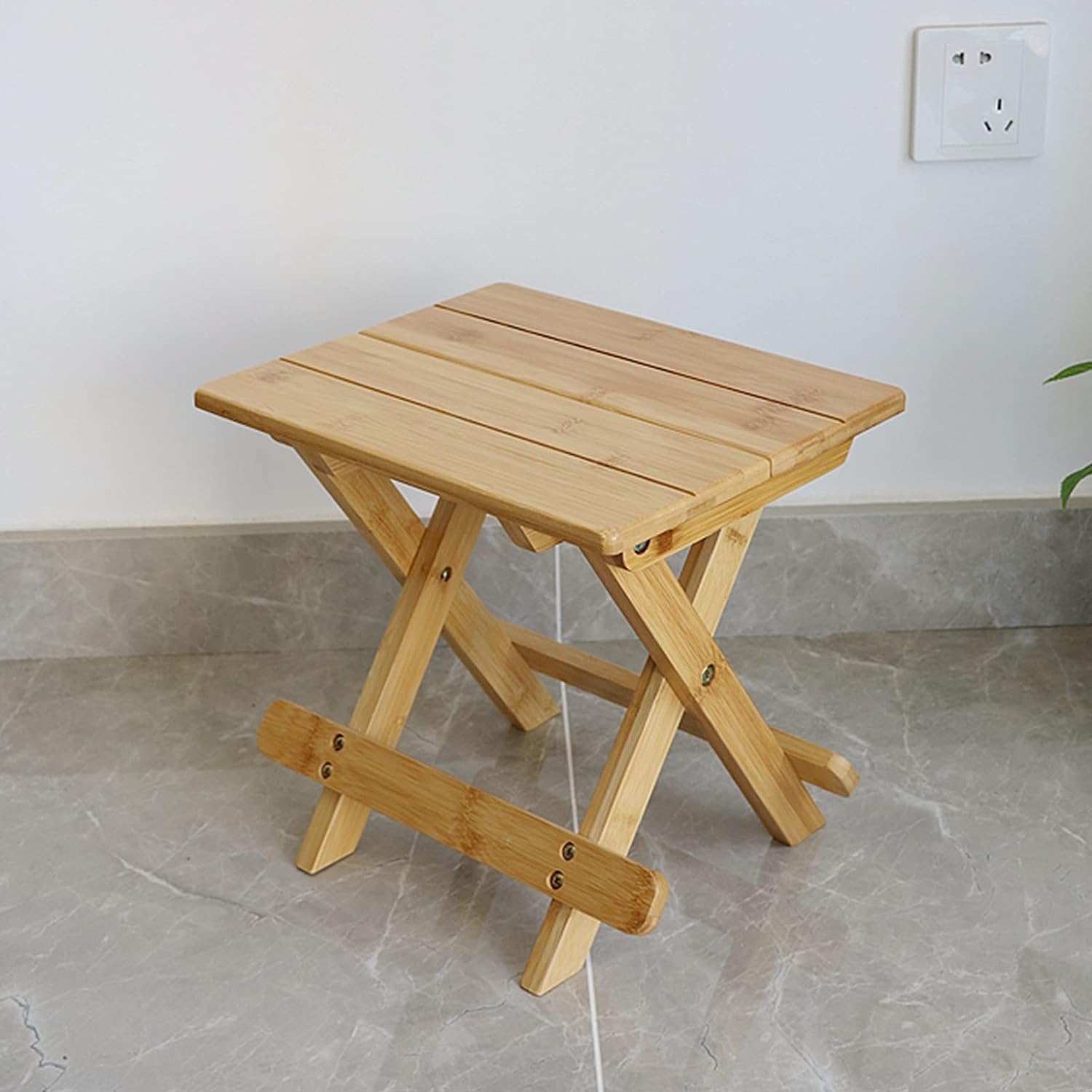 Bamboo Folding Stool 12 Inch Portable Wooden Bench, Compact Foldable Step Stool for Shower, Bathroom, Camping, Picnic, Fishing, Plant Stand, Shoe Changing Seat, Indoor Outdoor Use.-image-29
