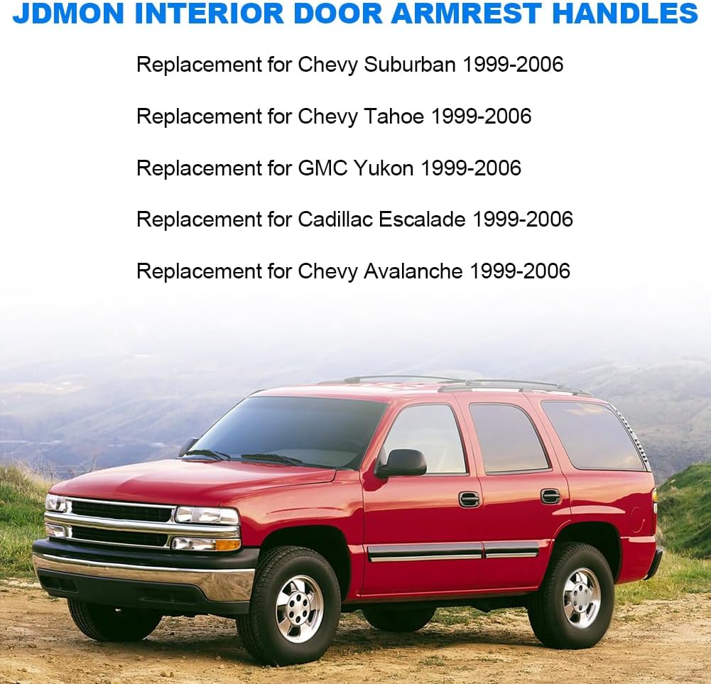 JDMON Front Left Driver Right Passenger Interior Door Armrest Handle Replacement for 1999-2006 Chevy Suburban Avalanche Tahoe GMC Yukon Cadillac Escalade Replacement for 88981547 15703701 Dark Gray