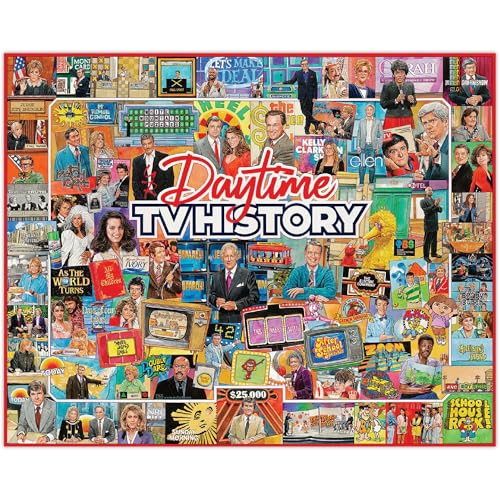 White Mountain 1000 Piece Jigsaw Puzzle Fun Retro Collage Puzzles with Large Pieces Gift for Adults and Family 24'x30' - Daytime TV History
