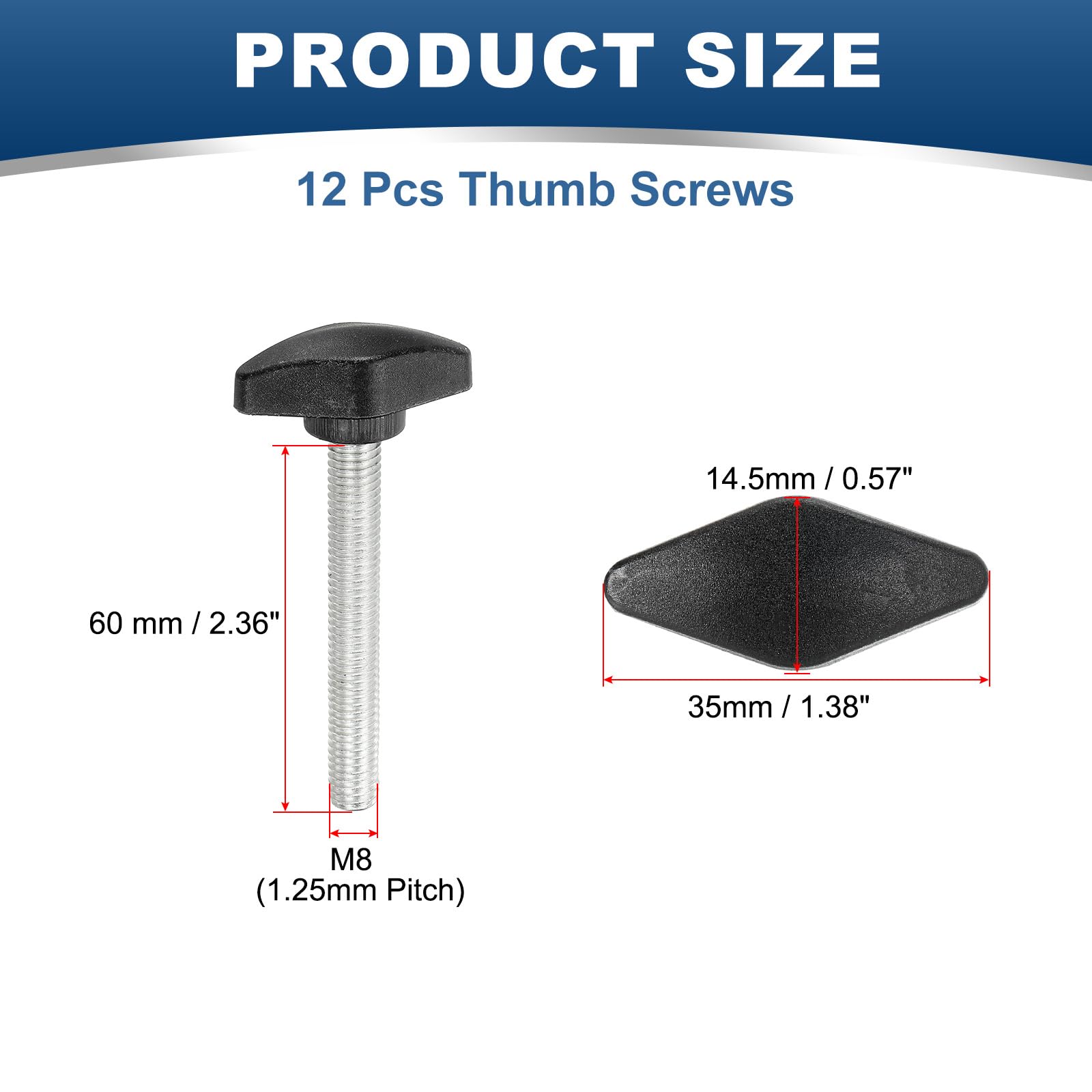 PATIKIL M8 x 60mm Tee Thumb Screws - Image 2