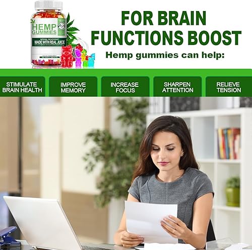 Miniatura 5 de Paquete de 2 gomitas de cáñamo de 1,200,000 mg de alta resistencia, 90 unidades de osito de gomitas afrutadas para aliviar el estrés con aceite de