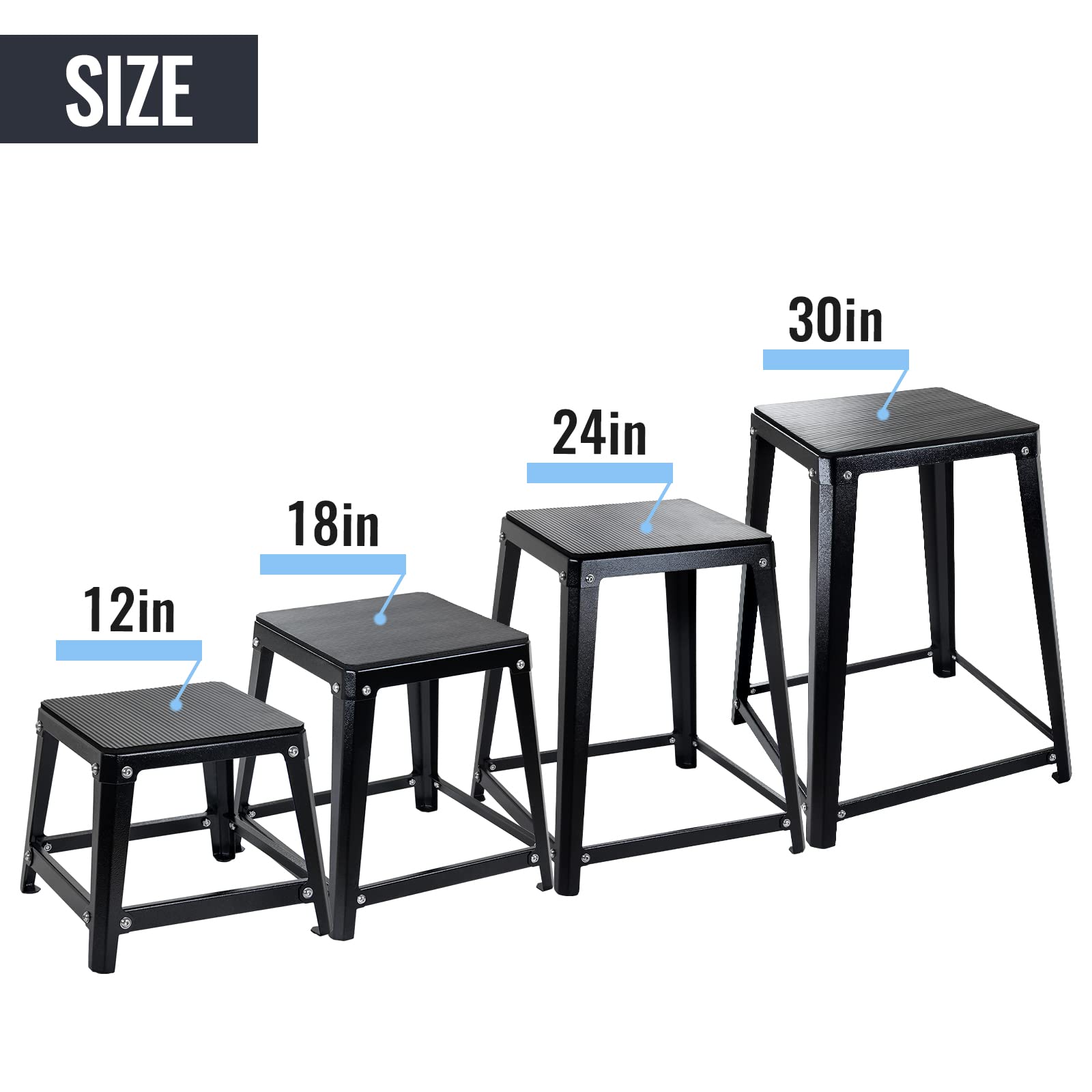 OUKIDR Plyometric Jump Box, 12/18/24/30 Inch Fitness Exercise Step Up Box for Home Gym, Step Exercise Platform for Workout and Strength Training