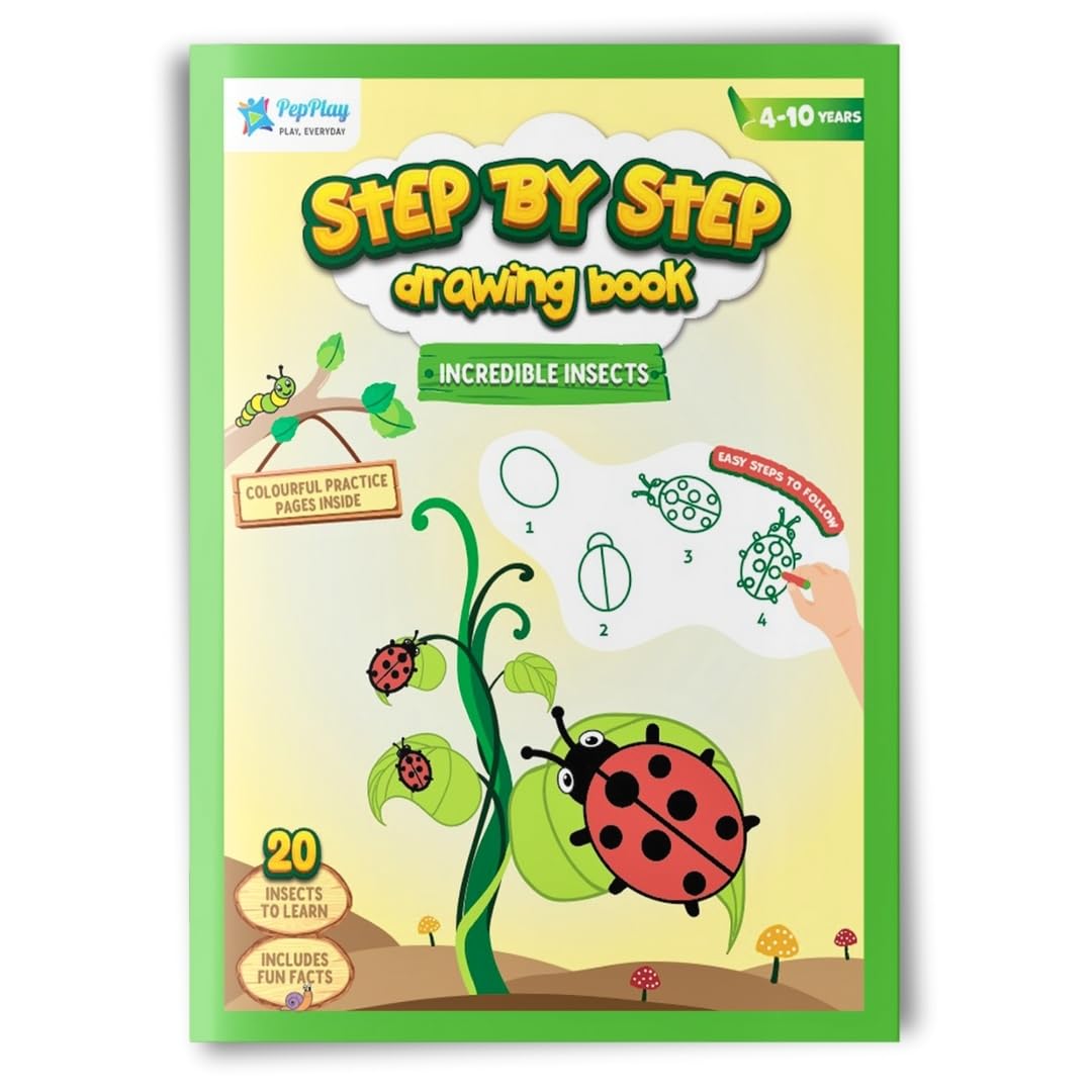 PepPlay 20501 Step-By-Step Drawing Book-Incredible Insects